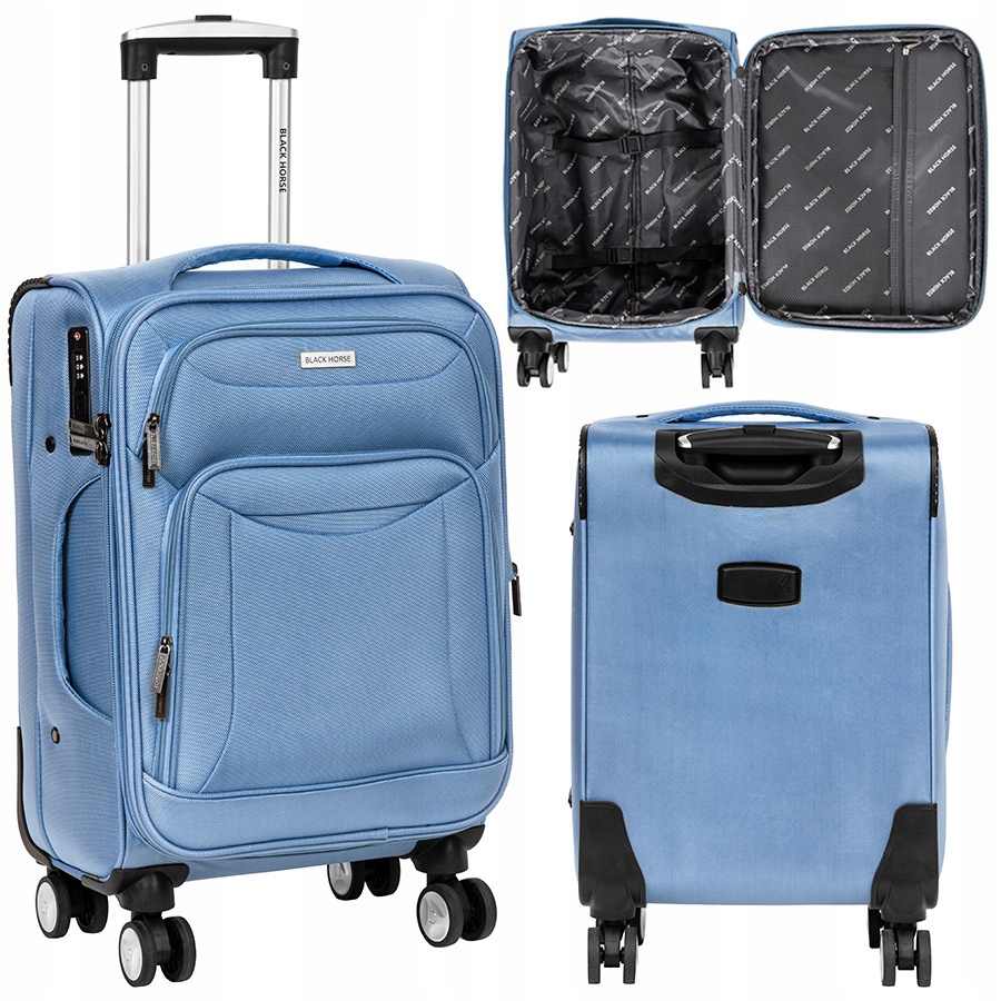 Walizka Do Samolotu Mała Kabinowa Miękka Materiał Black Horse