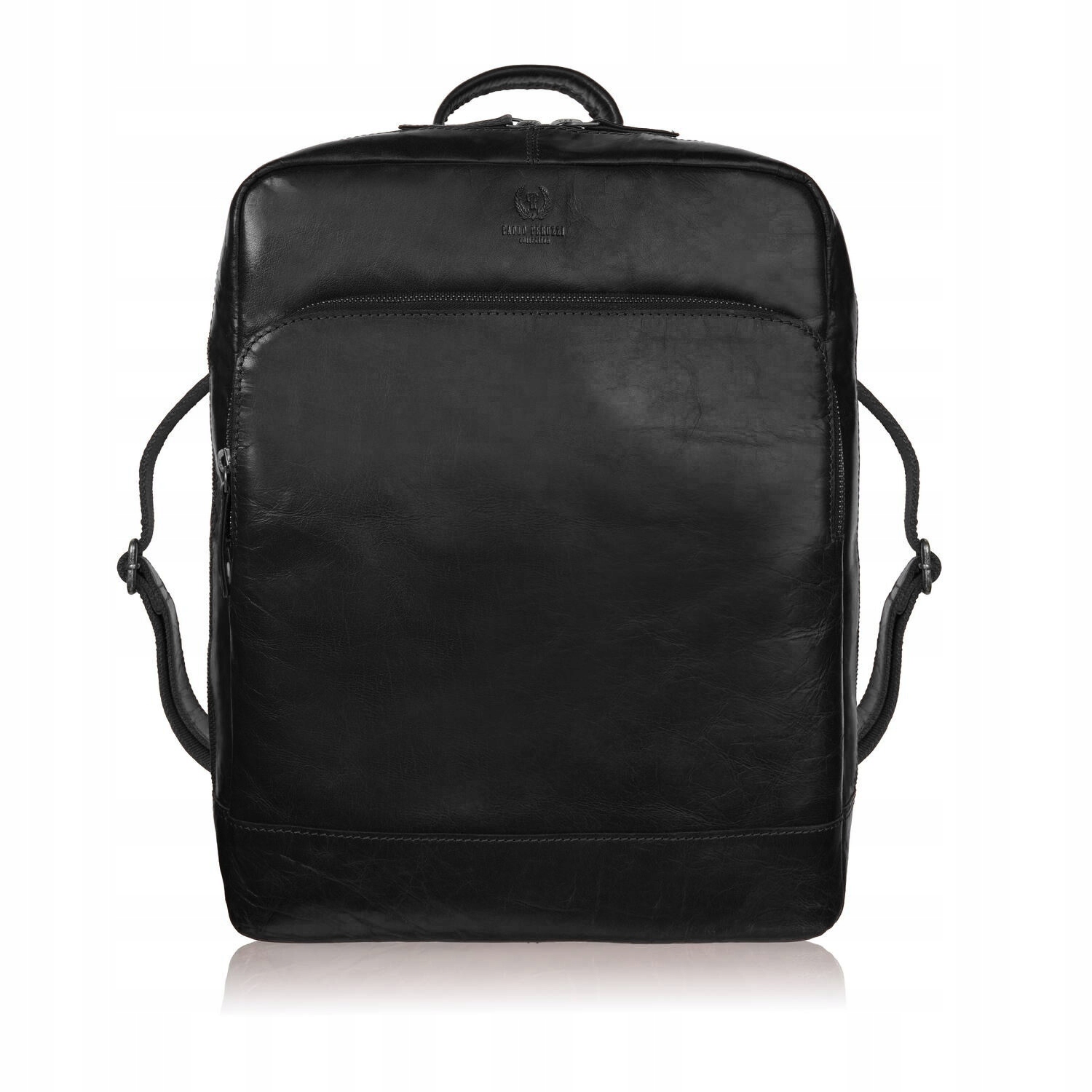Plecak męski skórzany vintage na laptopa miejski A4 czarny Paolo Peruzzi