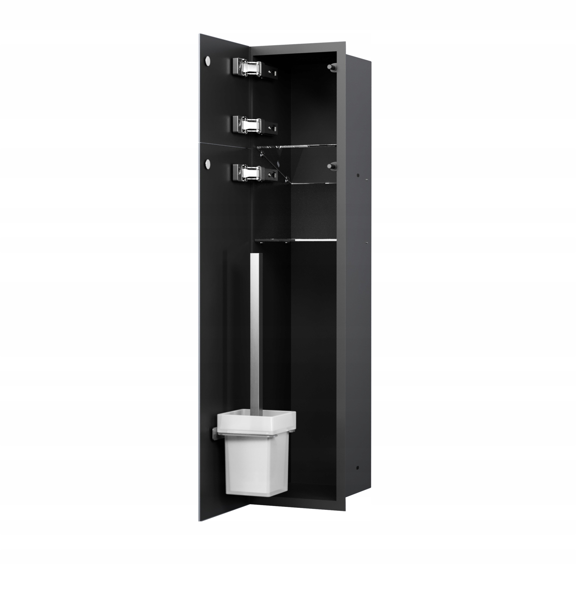 Schowek Wc na szczotkę i papier Czarny Szklane Drzwi Lewy Outlet
