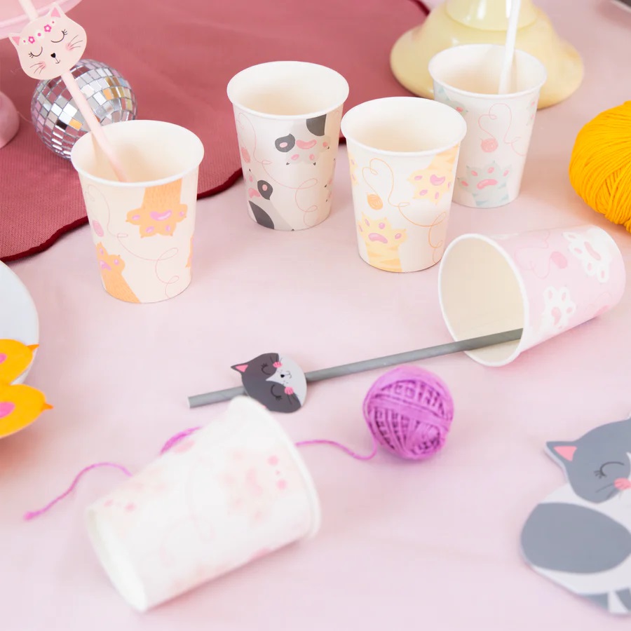 KUBECZKI PAPIEROWE URODZINOWE KOTEK KOTKI KOT URODZINY 6szt Marka Piniatowe Love