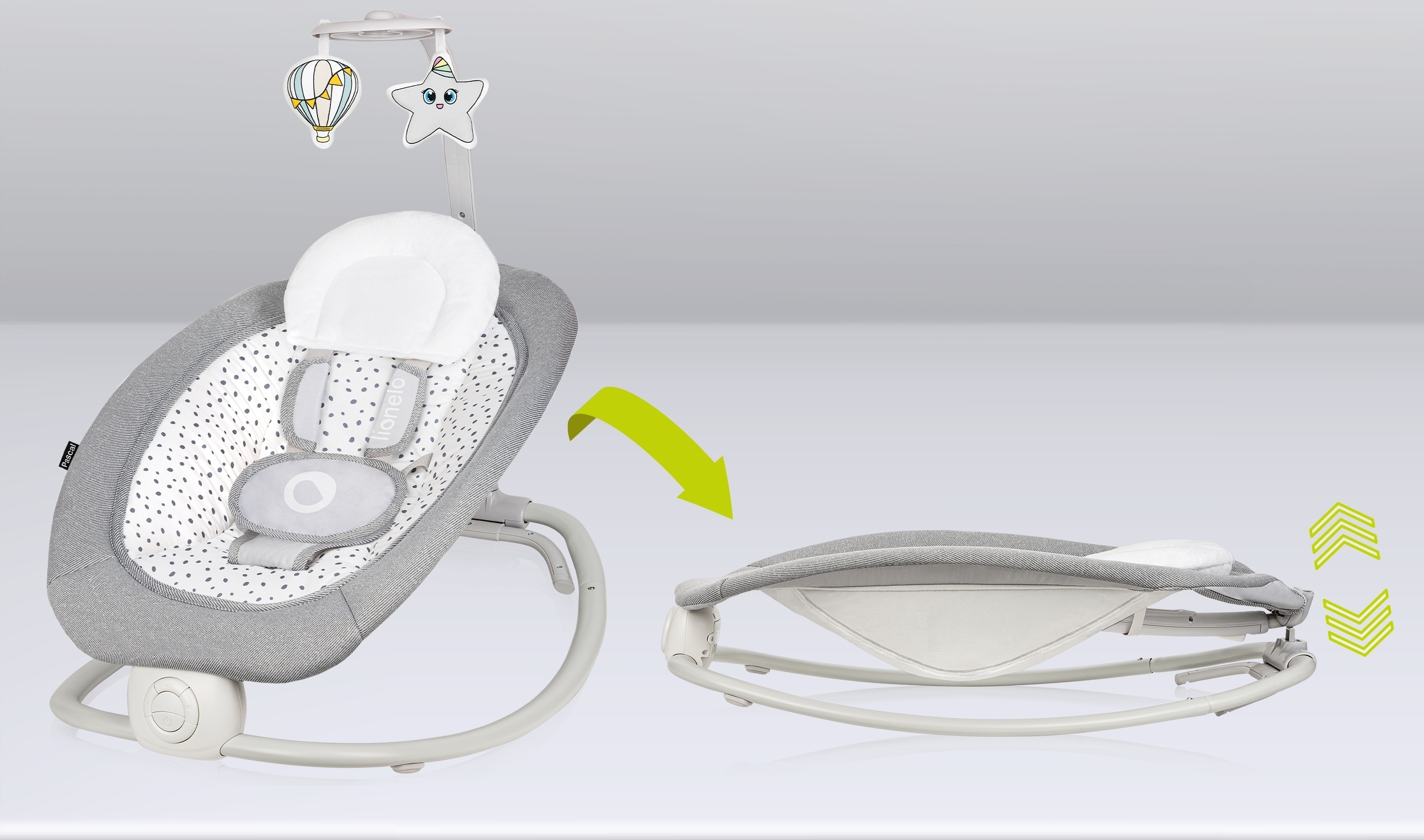 LIONELO PASCAL BUJACZEK LEŻACZEK WIBRACJE MELODIE Model LO-PASCAL GREY DOVE