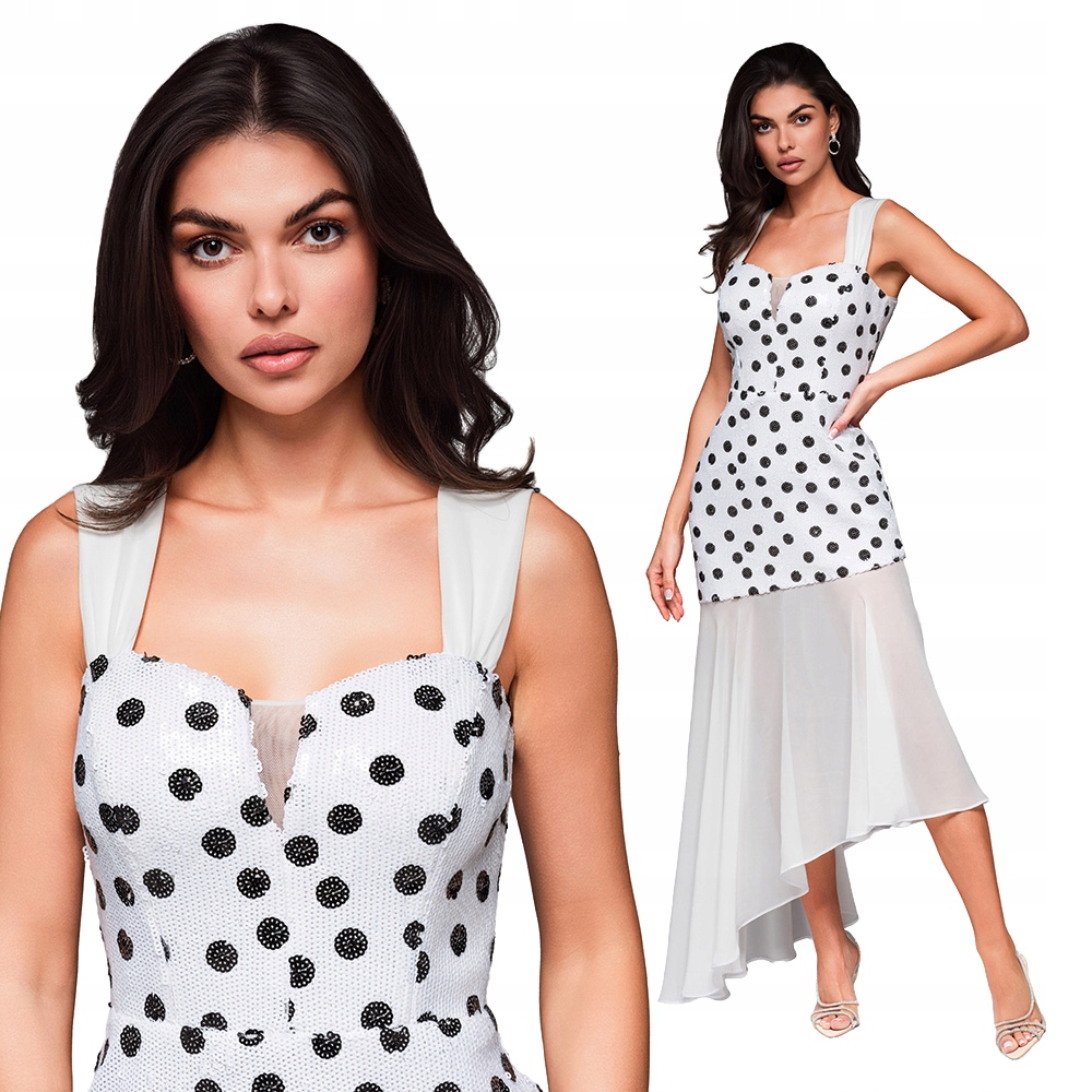 Bílá módní Šaty s puntíky LaRica LA-OM-DLR245 velikost M