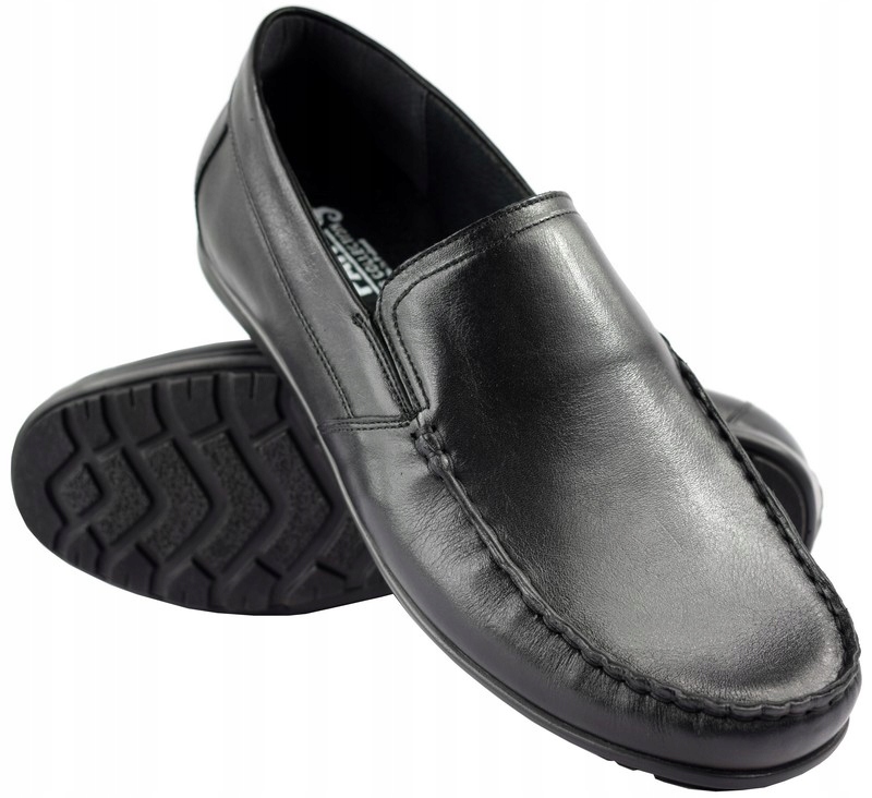 

Buty Mokasyny Męskie Skóra Czarne 45 30 cm Pan