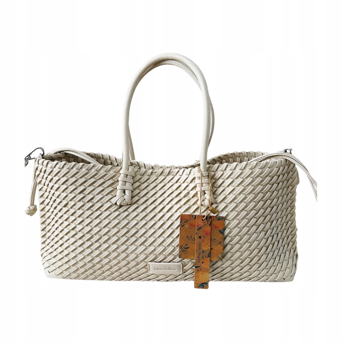 Mandoline kabelka shopperka přes rameno světle béžová s pleteninou