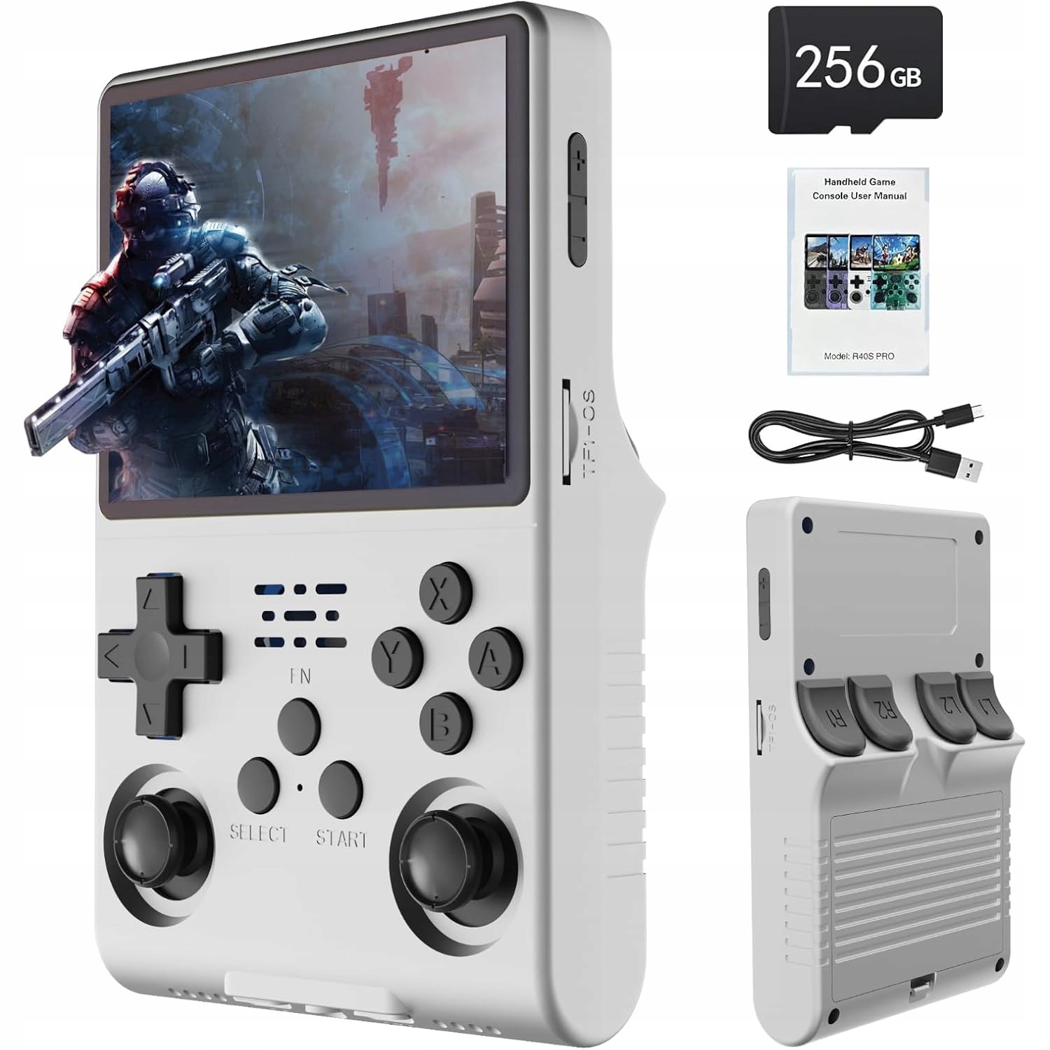 Gra Przenośna Konsola Do Gier R40S Retro Gamepad 256GB 15000GIER 3,5" Biała
