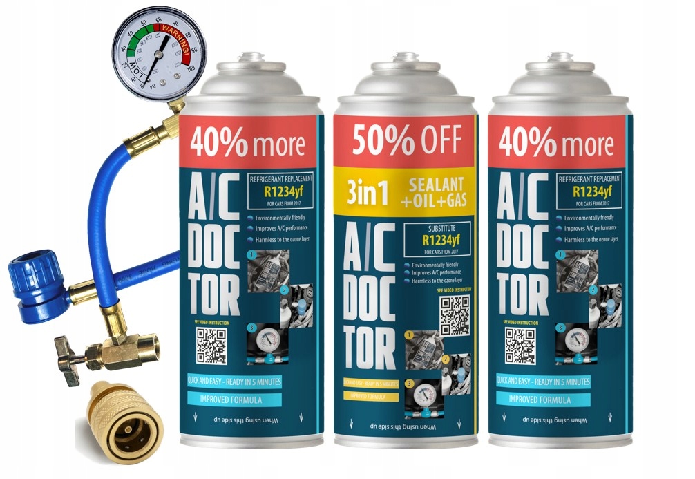 Ac Doctor Klimatizace Fix 3v1 Plyn R1234yf 470g Olej Těsnící kabel