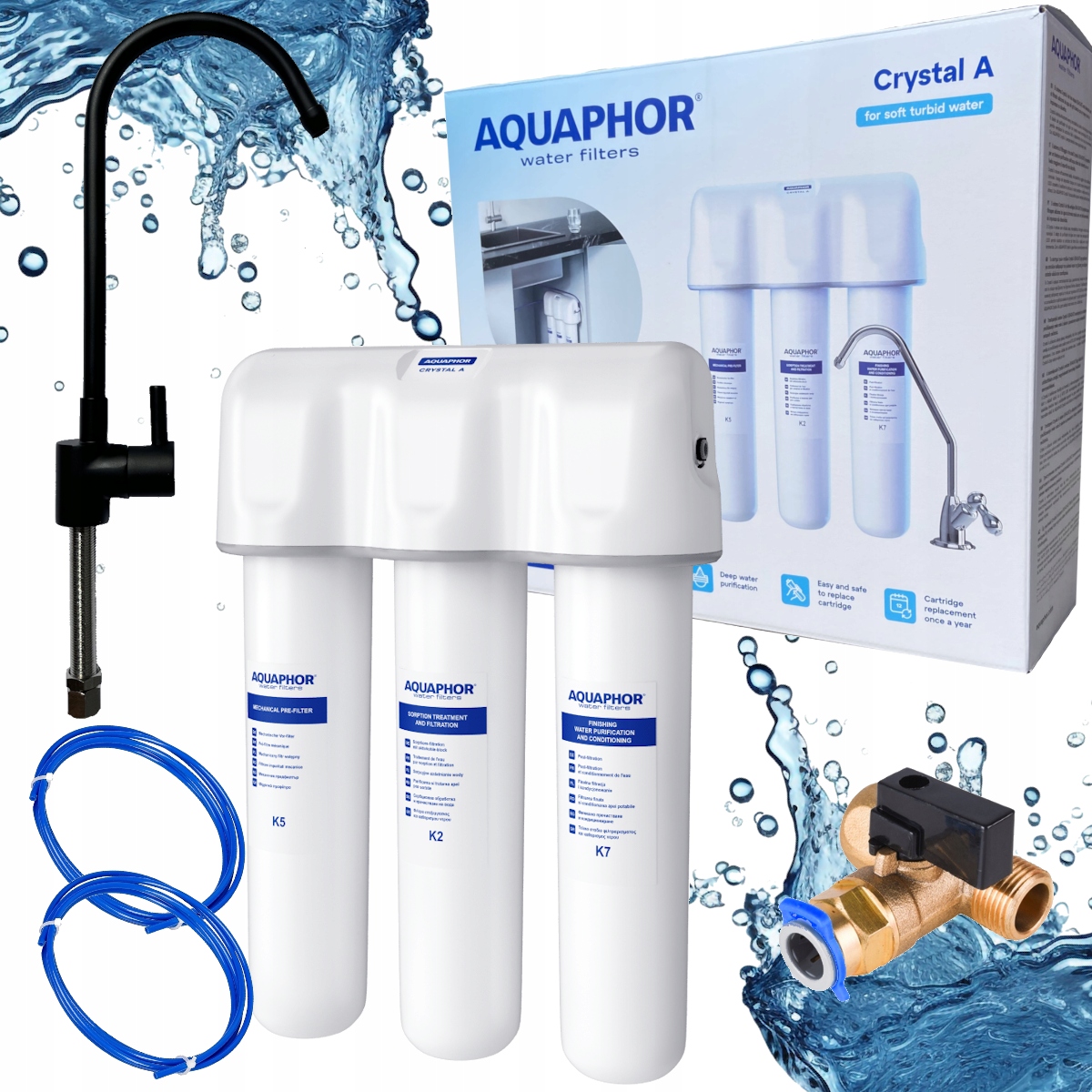 Aquaphor zestaw wkładów do filtra wody kryształ A czarna wylewka