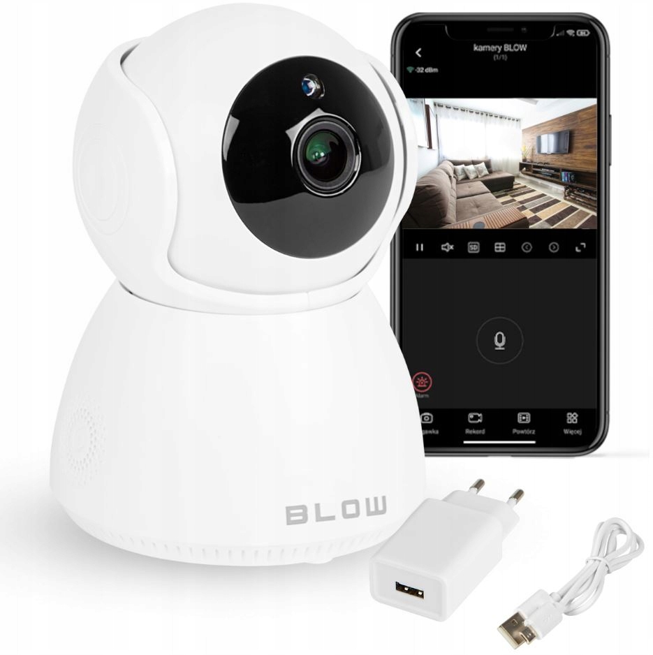 KAMERA WEWNĘTRZNA 2,5K OBROTOWA WiFi IP MONITORING Marka Blow