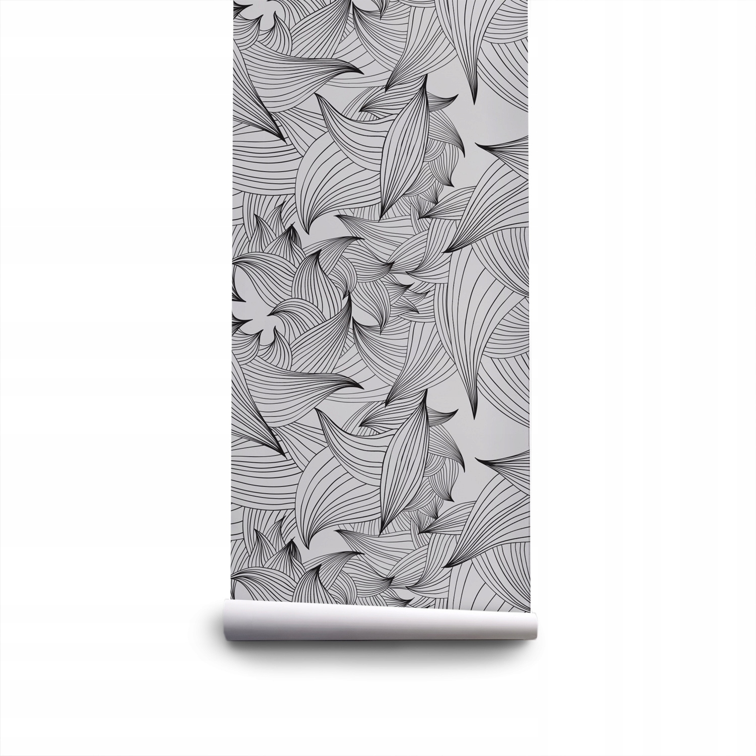 

Fototapeta Czarno-białe kontury liści 250x104 cm