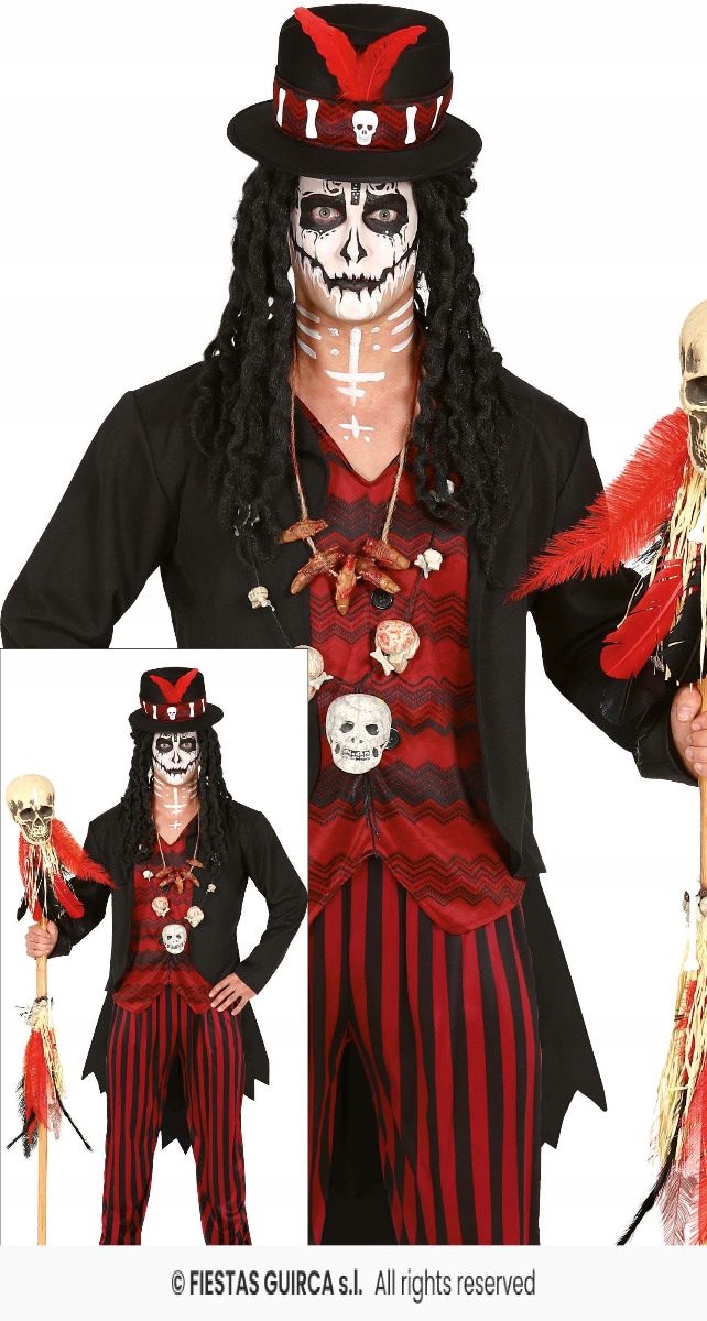 Kostým Šamana Voodoo Maga Kostým Kostra čaroděje Halloween L