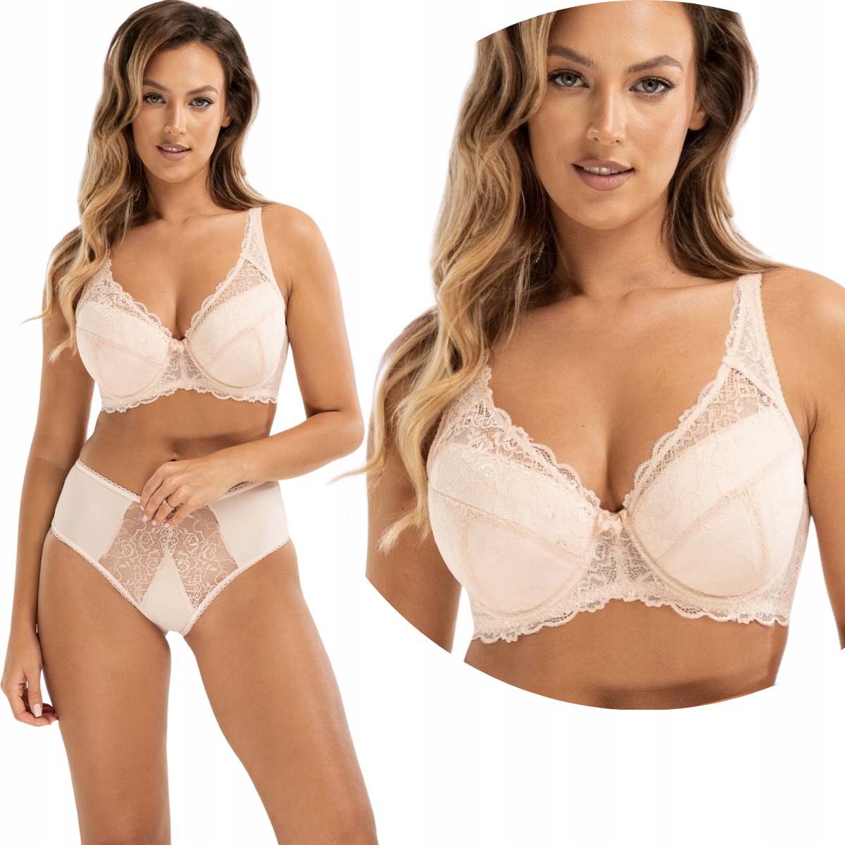 Vyztužená krajková podprsenka Full Cup Unikat Angelika béžová 75G