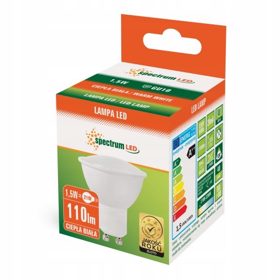 

Żarówka Led 1,5W GU10 barwa ciepła Spectrum
