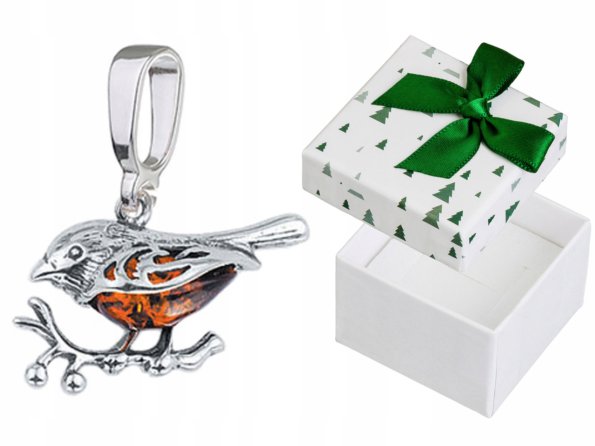 Stříbrný přívěsek Vrabec s jantarem Oxidovaný Přívěsek Vrabec Pták 925