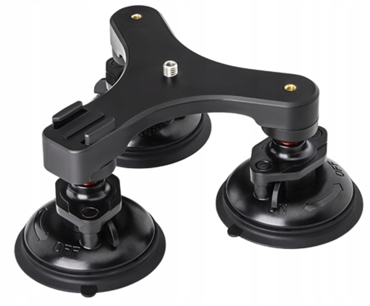 Silný tříramenný držák pro sportovní kamery na sklo Karosérie 1/4 a 3/8''