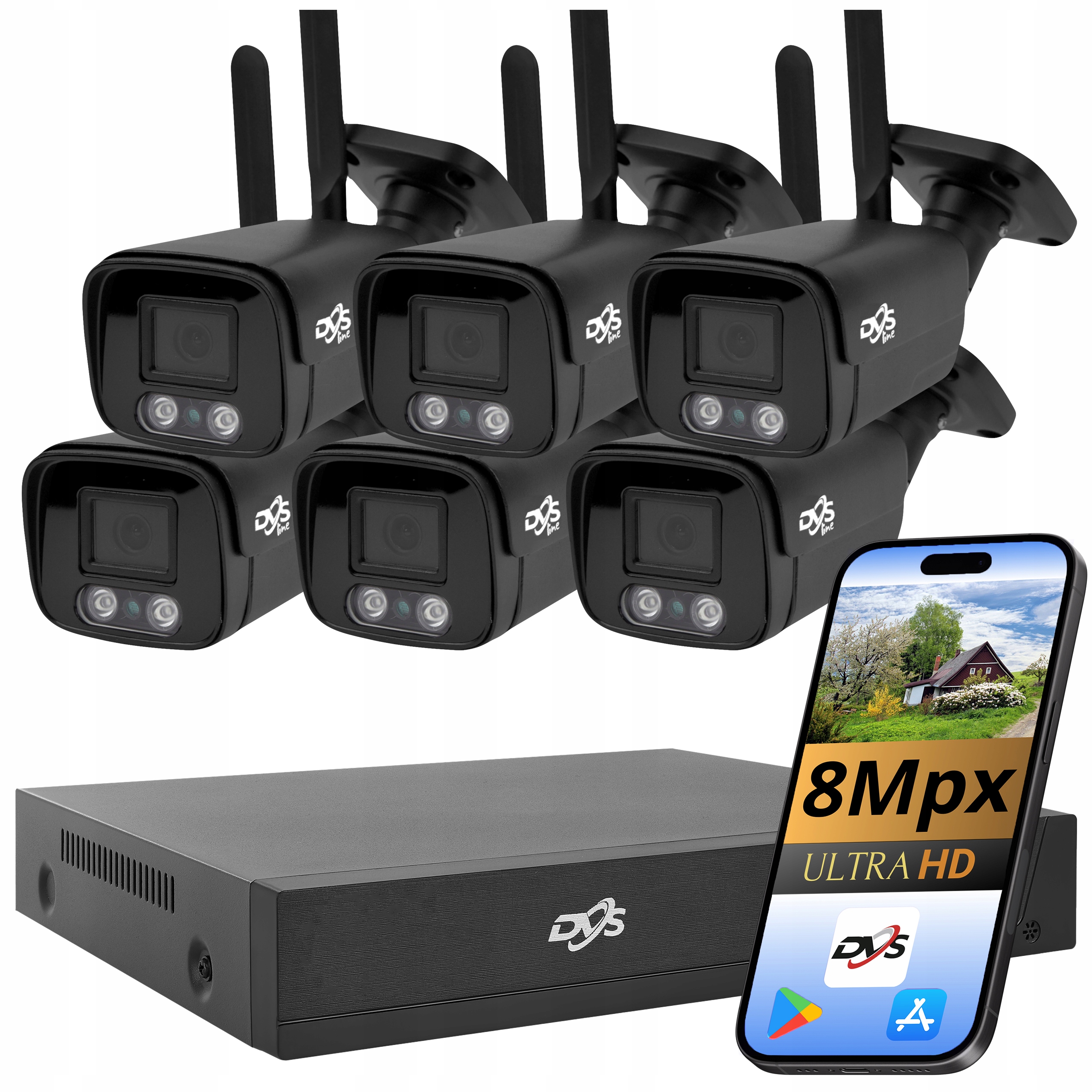 Sada Kamer 4K 8Mpx Wifi 6 Bezdrátové Kamery Černé Dvs Monitorovací Tuba