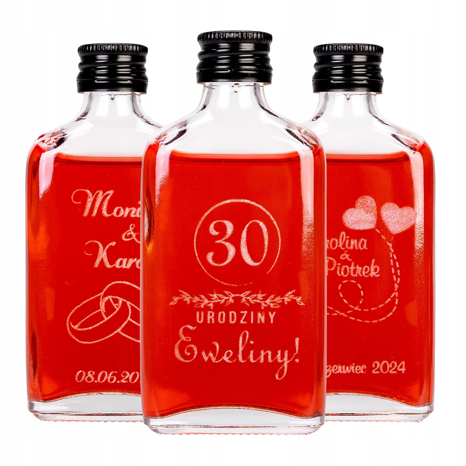 

25X Butelki 50ML Grawer Z Zakrętką Wesele Prezent