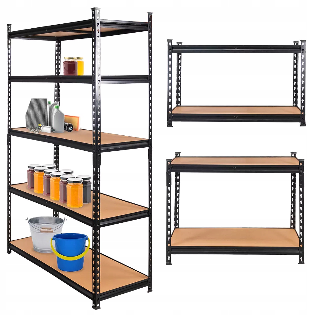 Kovový Skladový Regál 180x120x45 cm 2v1 5 polic garážový 1375 kg Mega-M