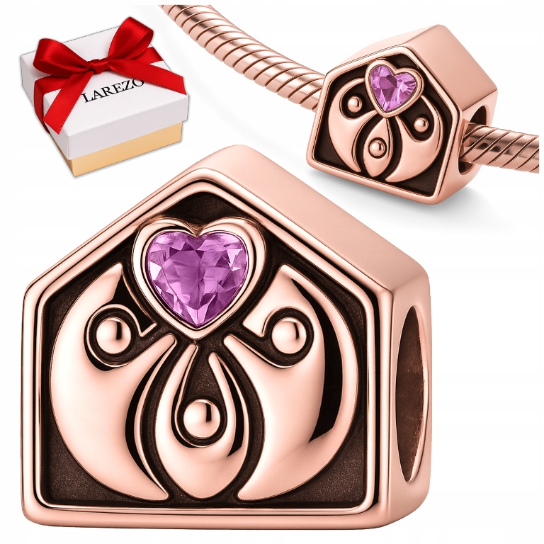 Přívěsek na náramek 925 Růžové Zlato Domeček korálek