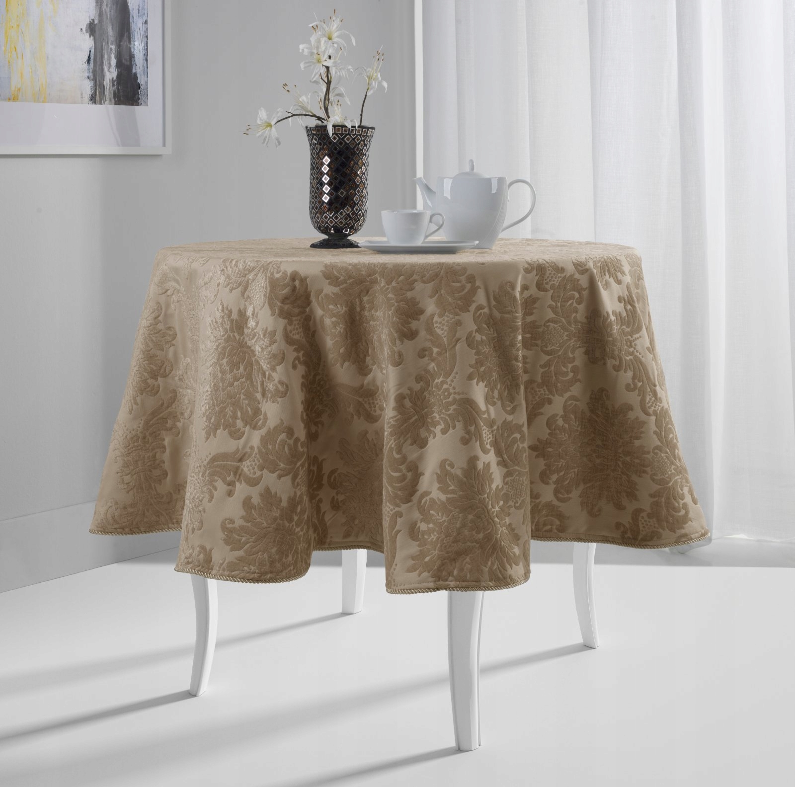 Obrus Premium Glamour Žakardová Tkanina Kolo 180 cm