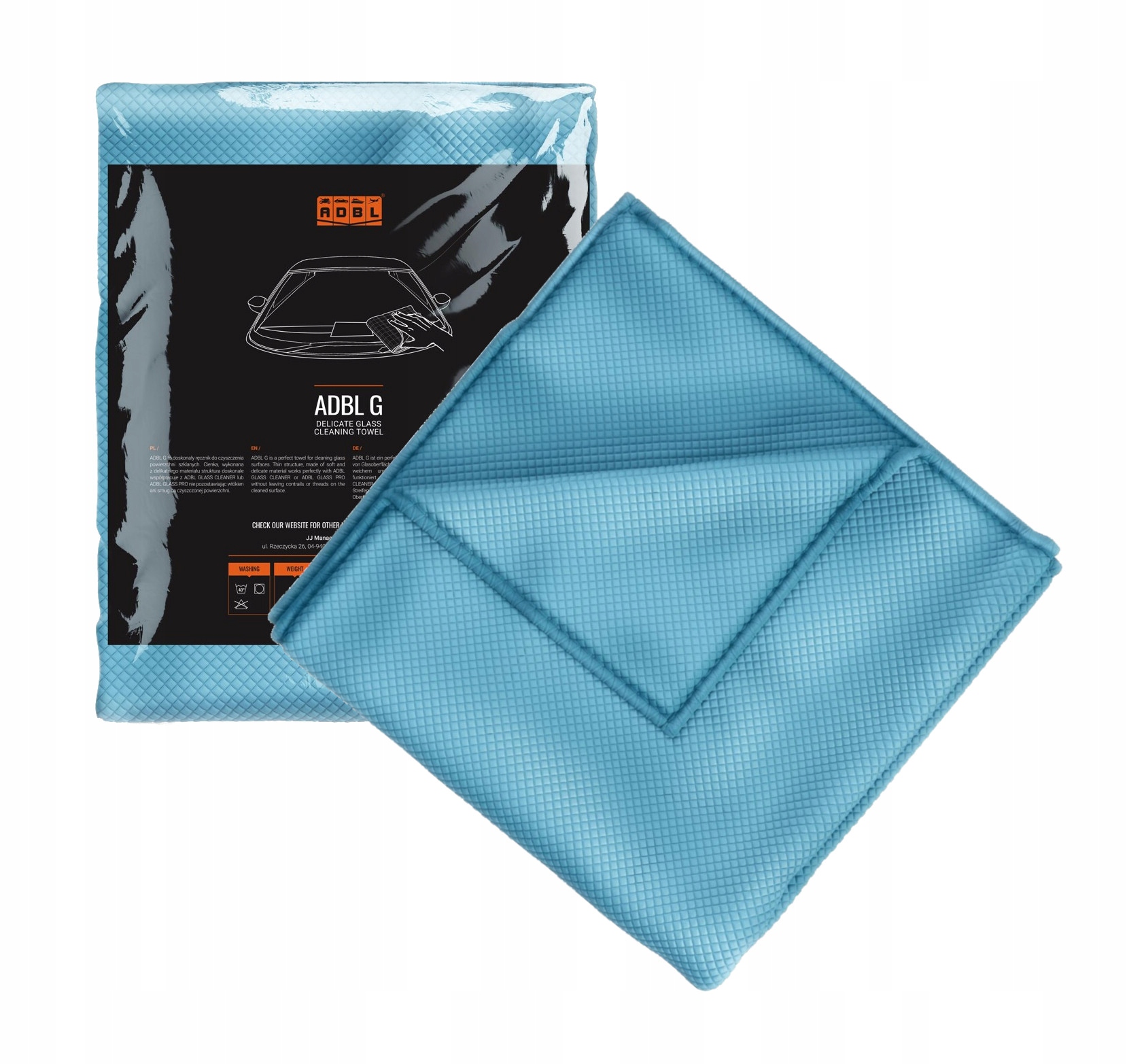 Mikrofibra Ściereczka do szyb luster okien Adbl G 40x40cm 300GSM Niebieska