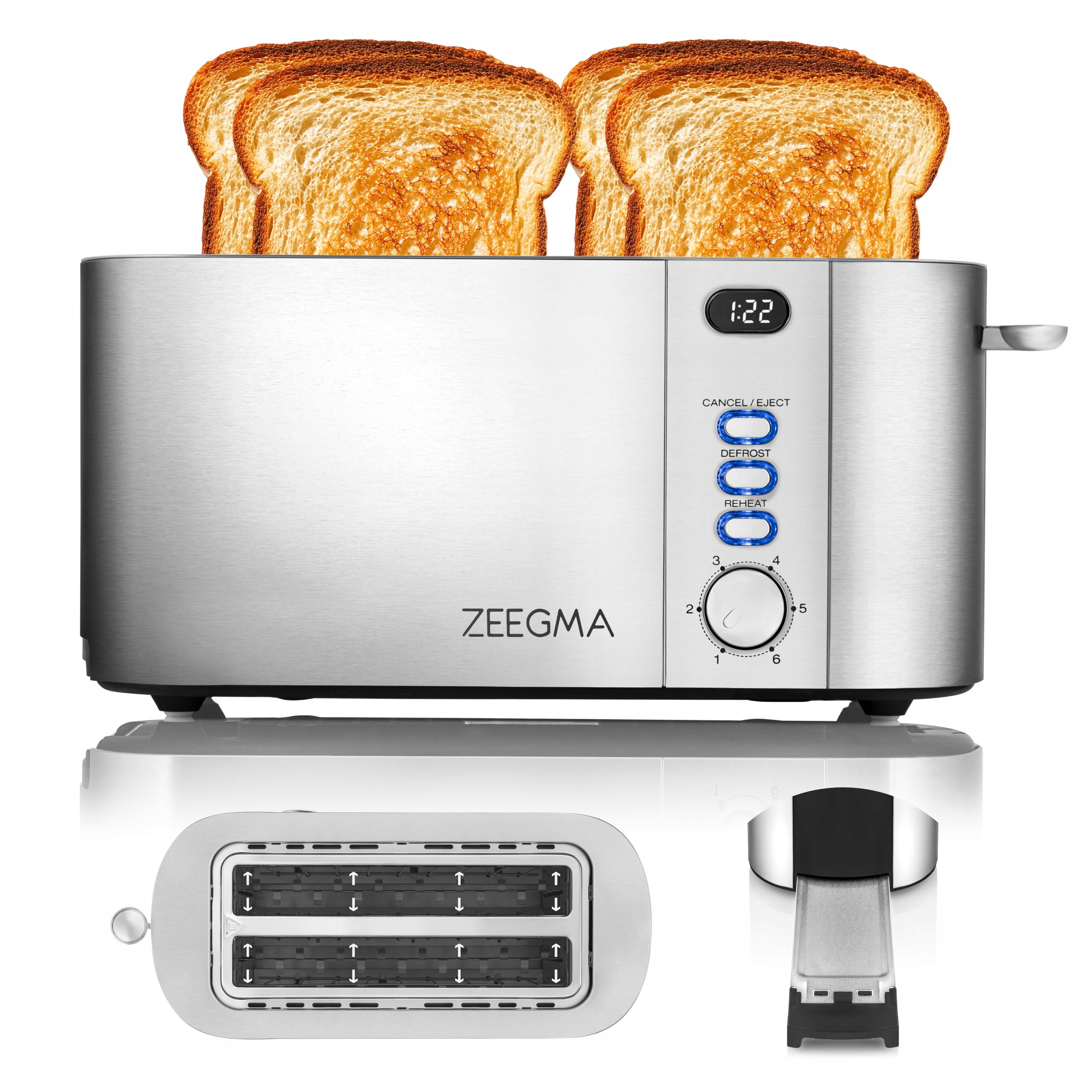 Toster Opiekacz Kanapek 4 Tosty Kromki 1500W Grzanki Rozmrażanie