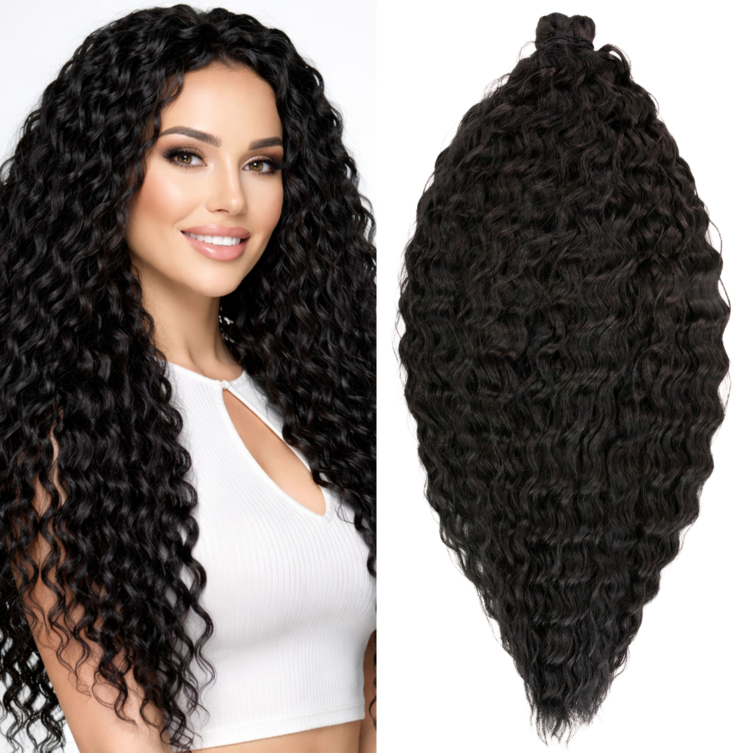 Syntetické umělé vlasy Afroloki Ariel Premium 55 cm 300 g černé dlouhé