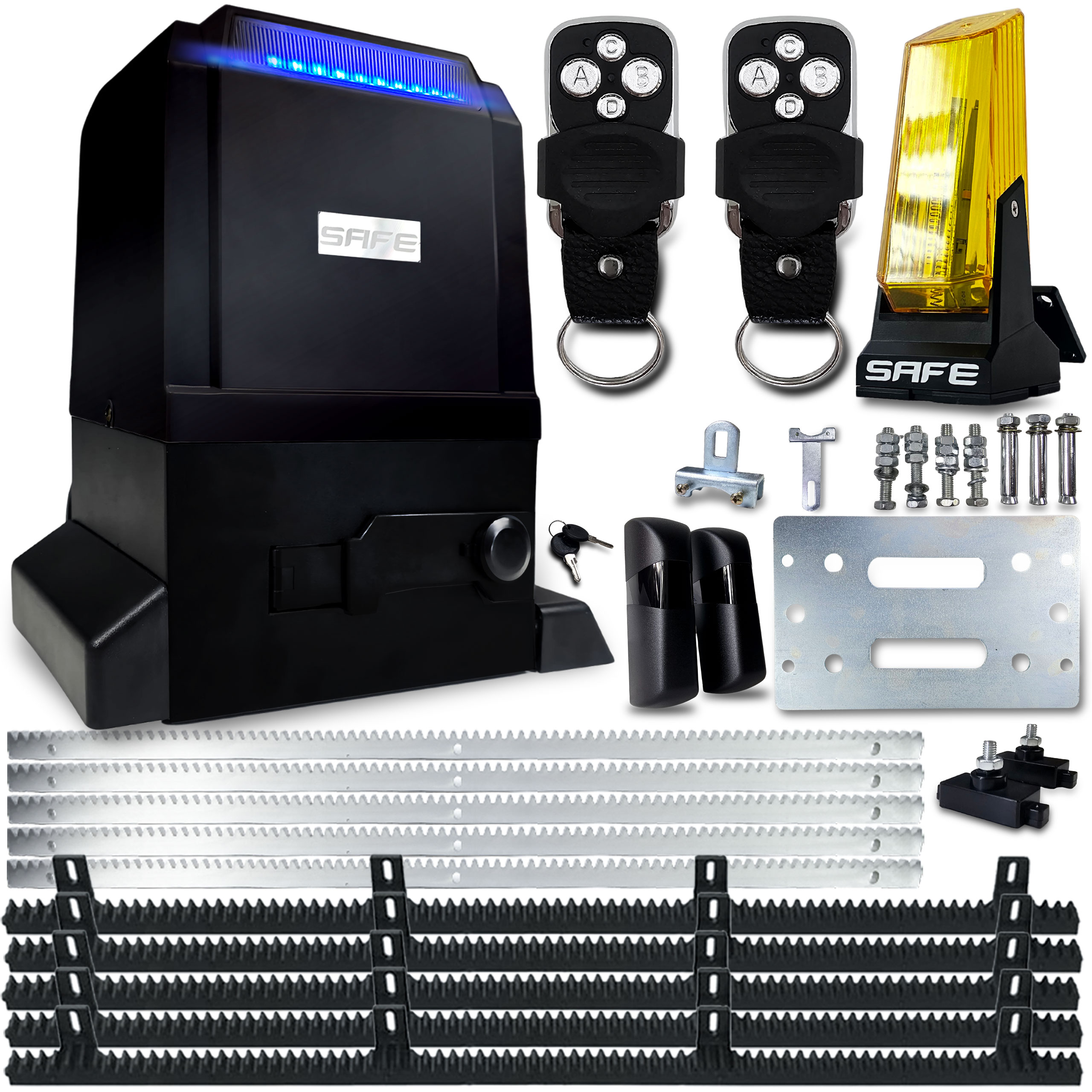 Sada Pohon Pro Posuvnou Bránu 800 kg 2 Ovladače 5 X lišta Lampa Automat