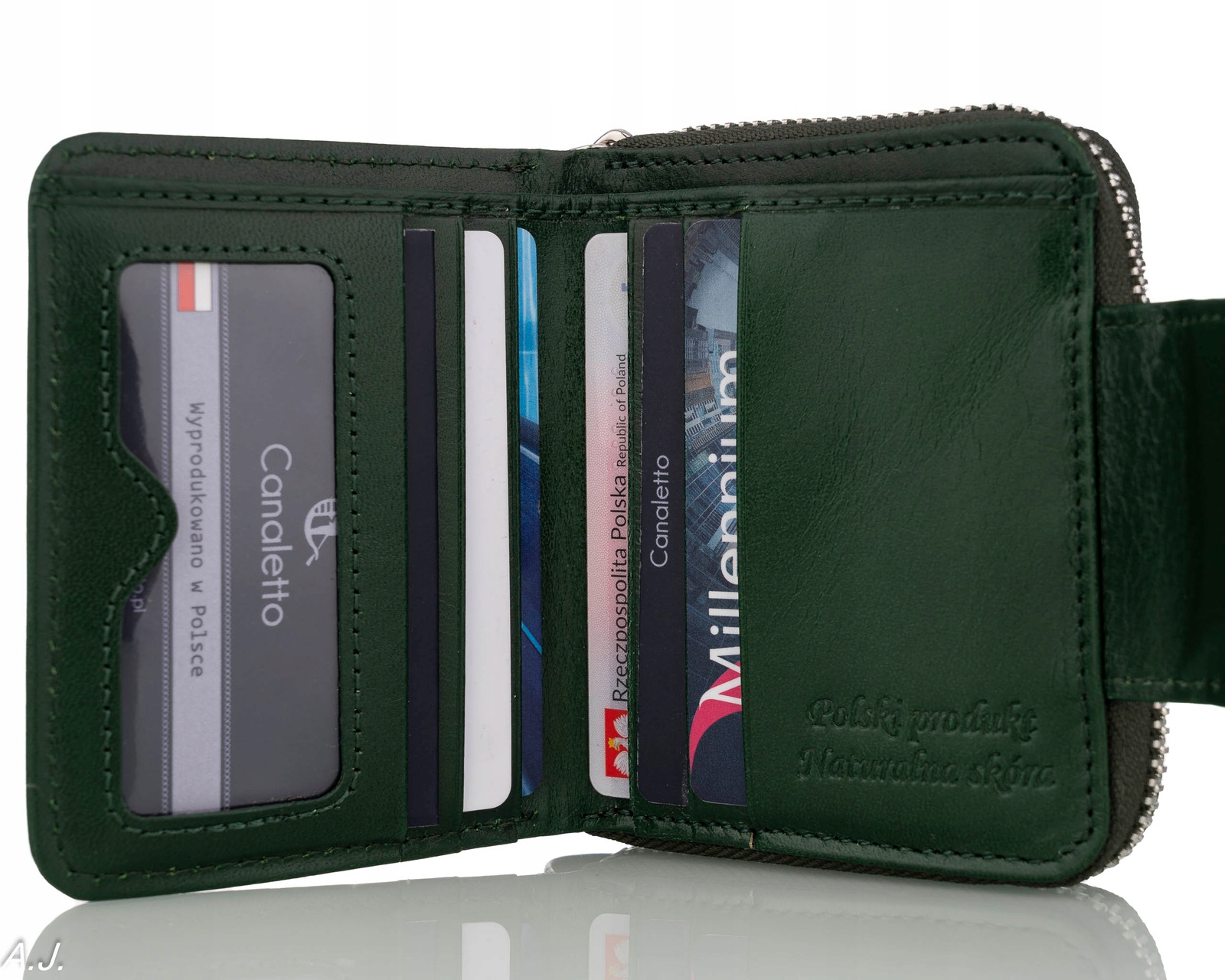 PORTFEL SKÓRZANY DAMSKI ŚREDNI SKÓRY MOTYLKI ZAMEK RFID Model 1023-31