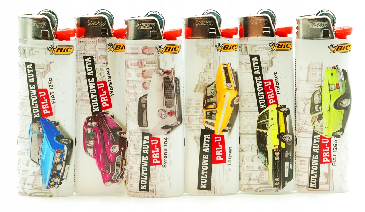 Zapalniczki BIC J26 - 6szt. - zestaw KULTOWE AUTA PRLu