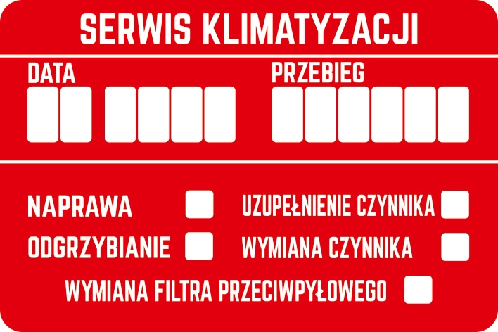 NAKLEJKI SERWISOWE 8 szt SERWIS KLIMATYZACJI 9x6cm