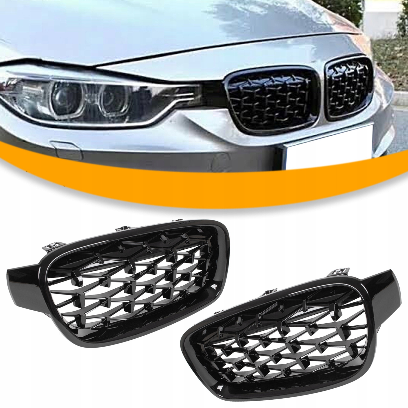 Bmw F30 F31 M3 2012-19 Gril Atrapa Ledvinka Mřížka Diamant Černý Lesk