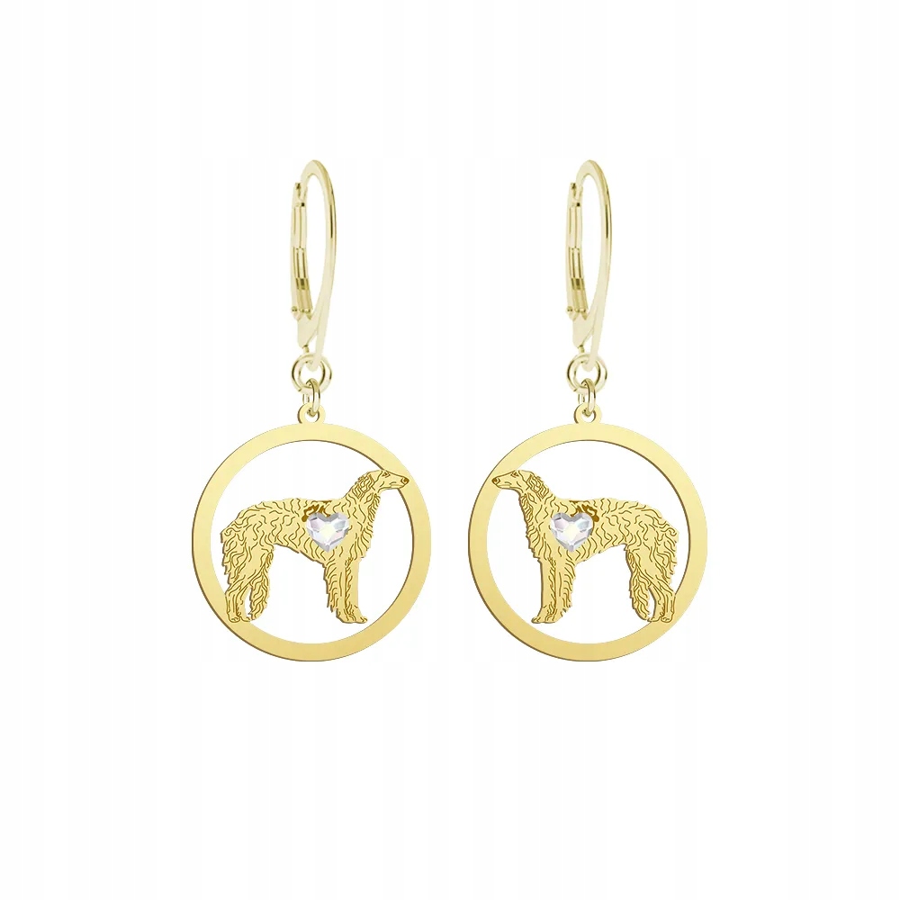 Náušnice Pozlacené Ruský chrt Borzoj 925 Dárek Gravírování Bonus