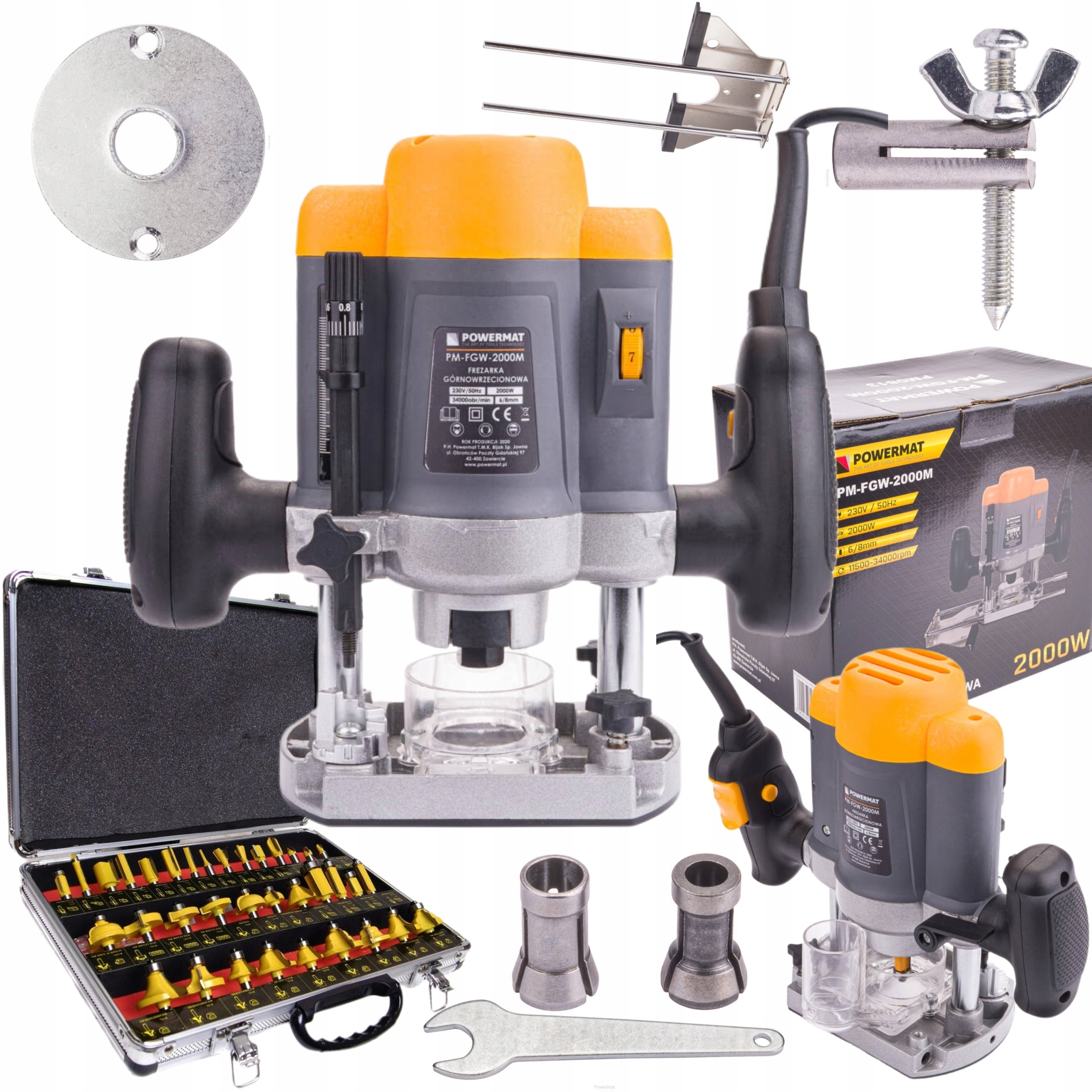 FREZARKA GÓRNOWRZECIONOWA KRAWĘDZIOWA WYCINARKA 2000W 6/8mm + FREZY 35szt