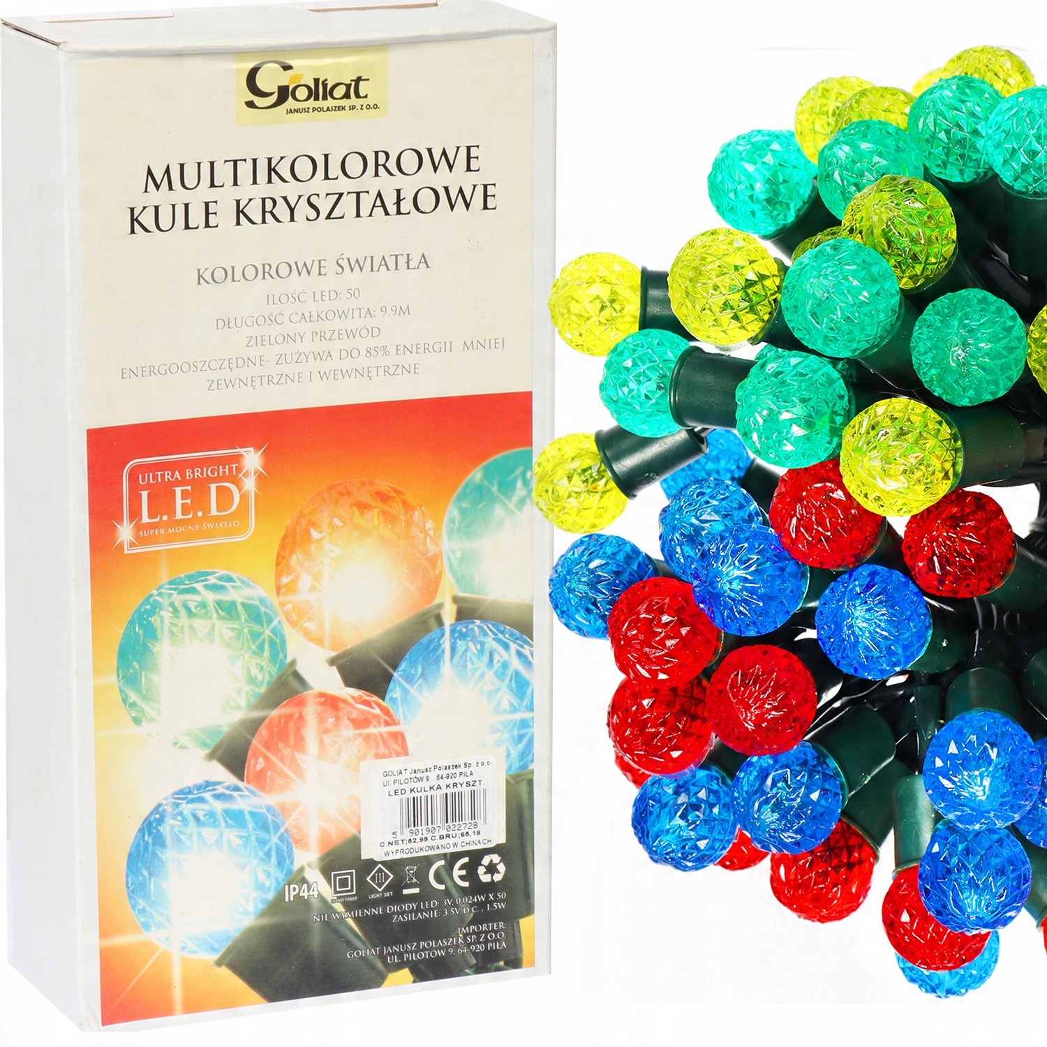 

Lampki Choinkowe 50LED Kryształowe Multikolor