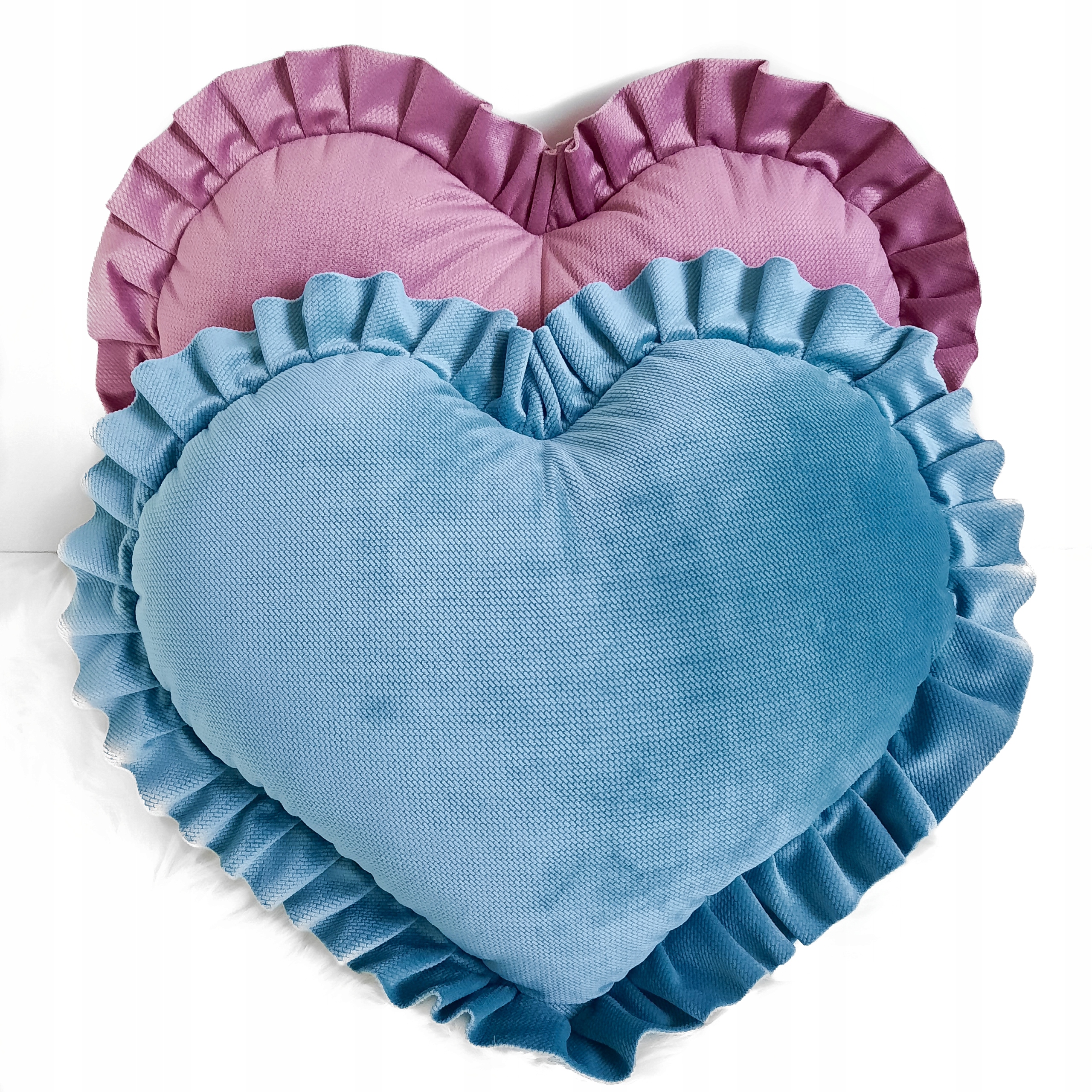 PODUSZKA SERCE Z FALBANKĄ DUŻA szmaragdowa Długość poduszki 42 cm