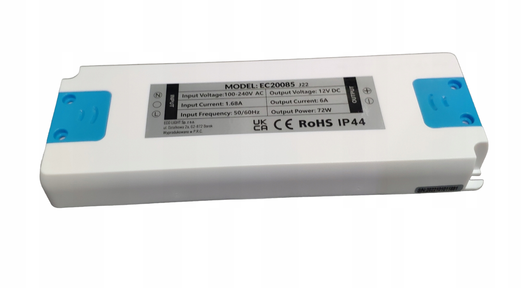 ZASILACZ DO TAŚM LED MODUŁOWY MEBLOWY 72 W 12 V IP44 6 A
