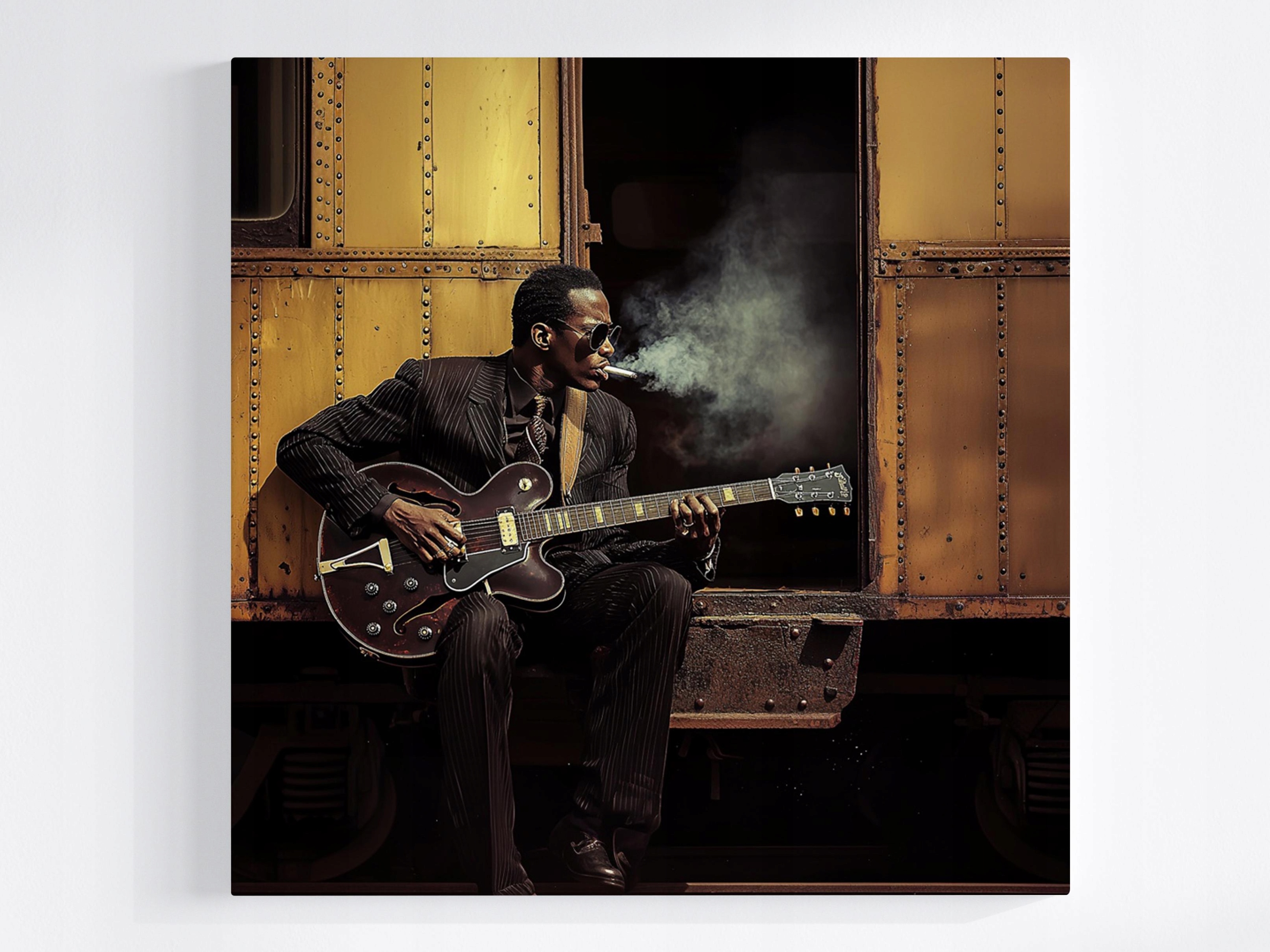 Obraz Na Plátně Canvas Postava Hudebník Kytarista Jazz Blues Vlak 60x60