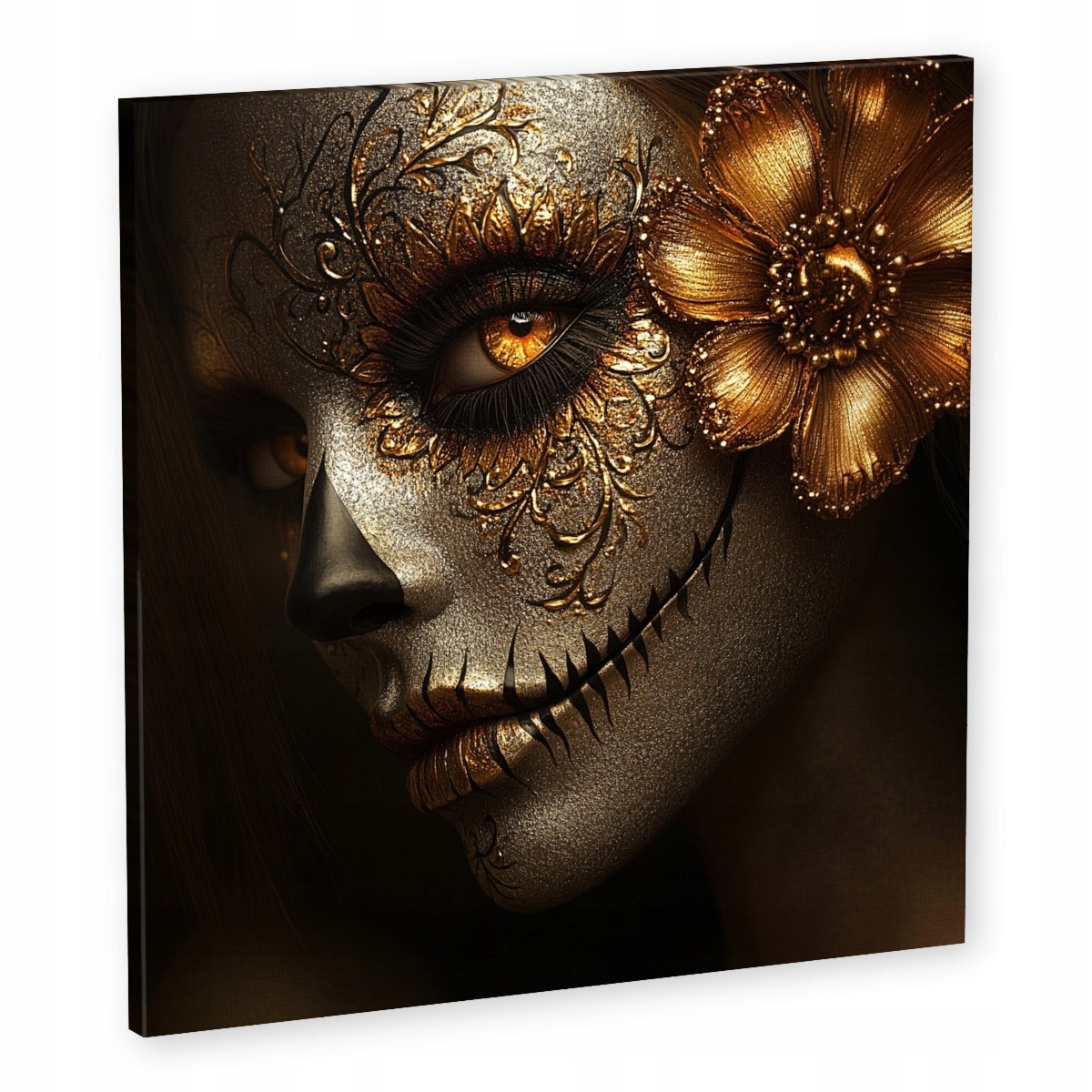 Obraz Na Plátně Canvas Dia De Los Muertos Makeup La Catrina Zlato 50x50
