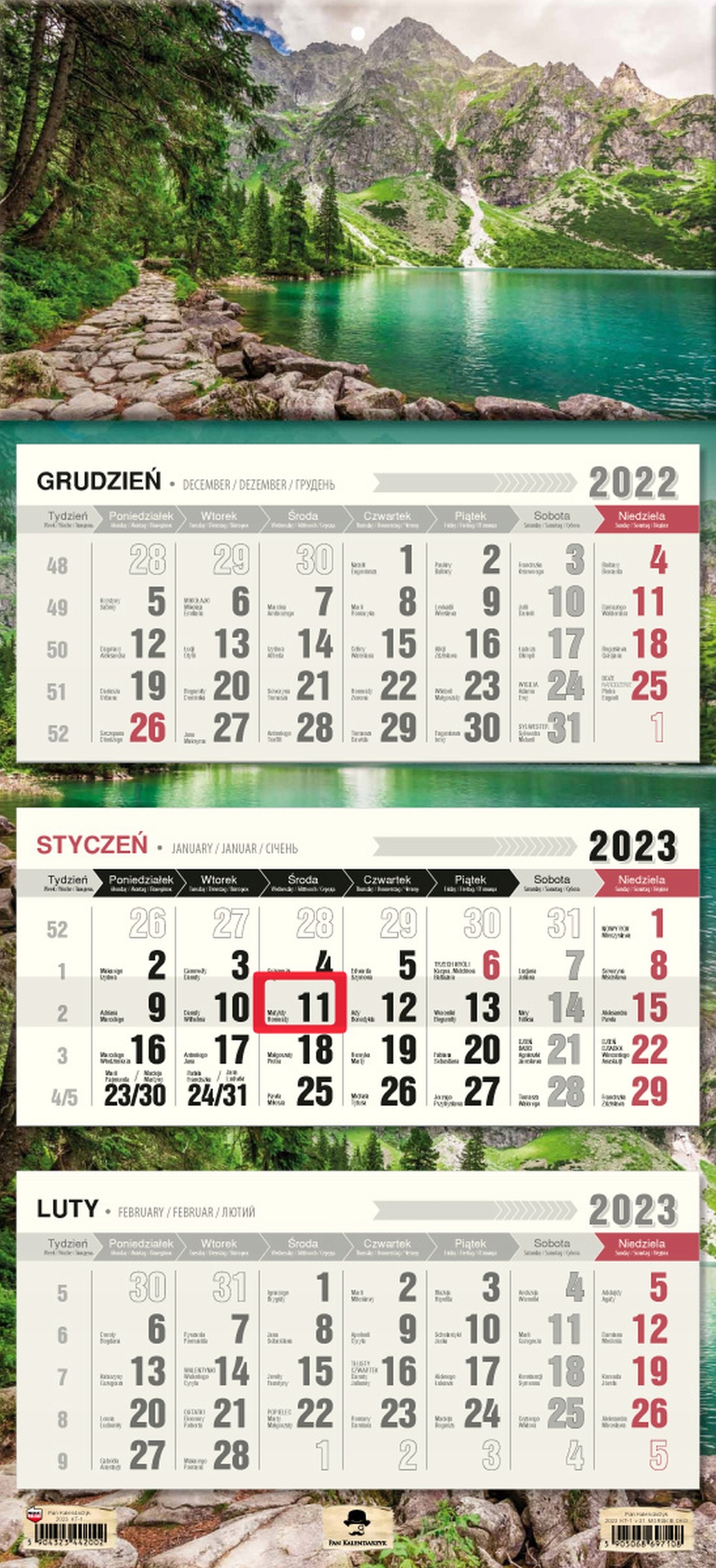 

Kalendarz ścienny Trójdzielny 2023