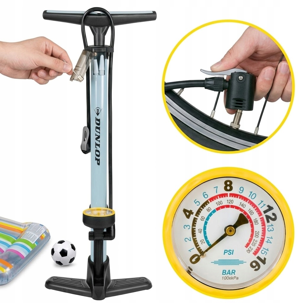 POMPKA ROWEROWA SAMOCHODOWA Z MANOMETREM WARSZTATOWA Dunlop do Materaca
