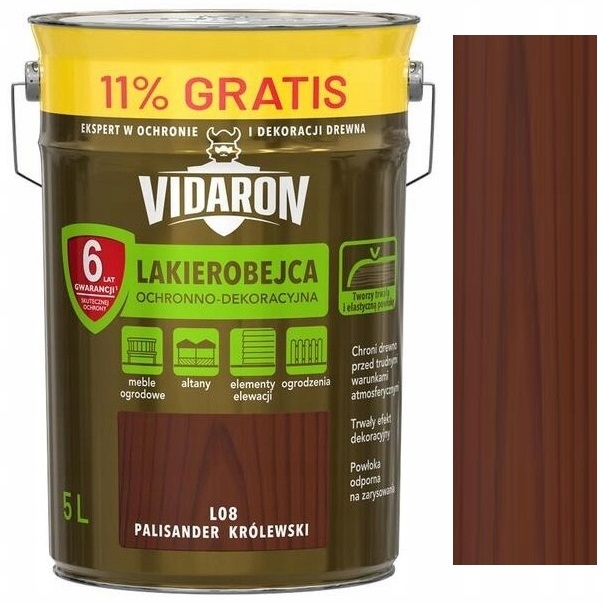 Vidaron Lakierobejca Do Drewna Palisander Królewski L08 5L