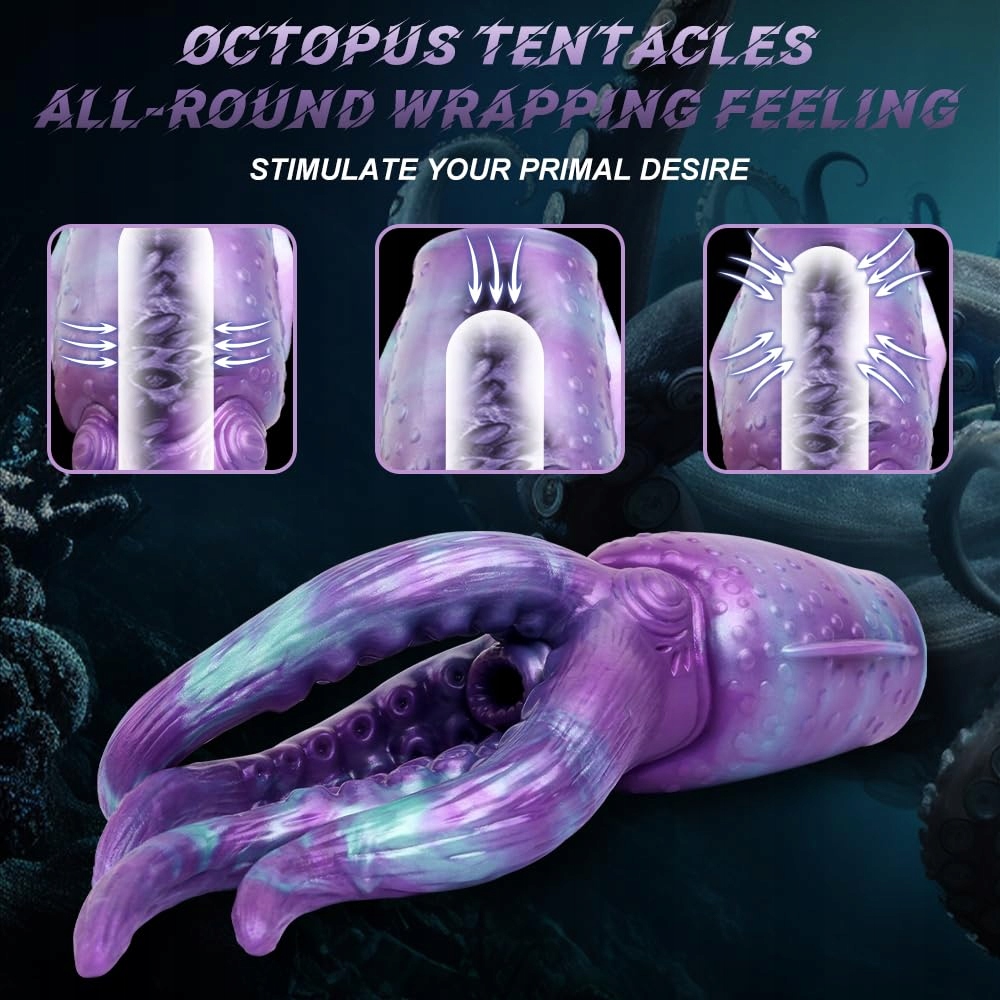 KUAECR Realistyczny Masturbator Ośmiornica Dildo Silikonowy Stymulator — miniatura 5