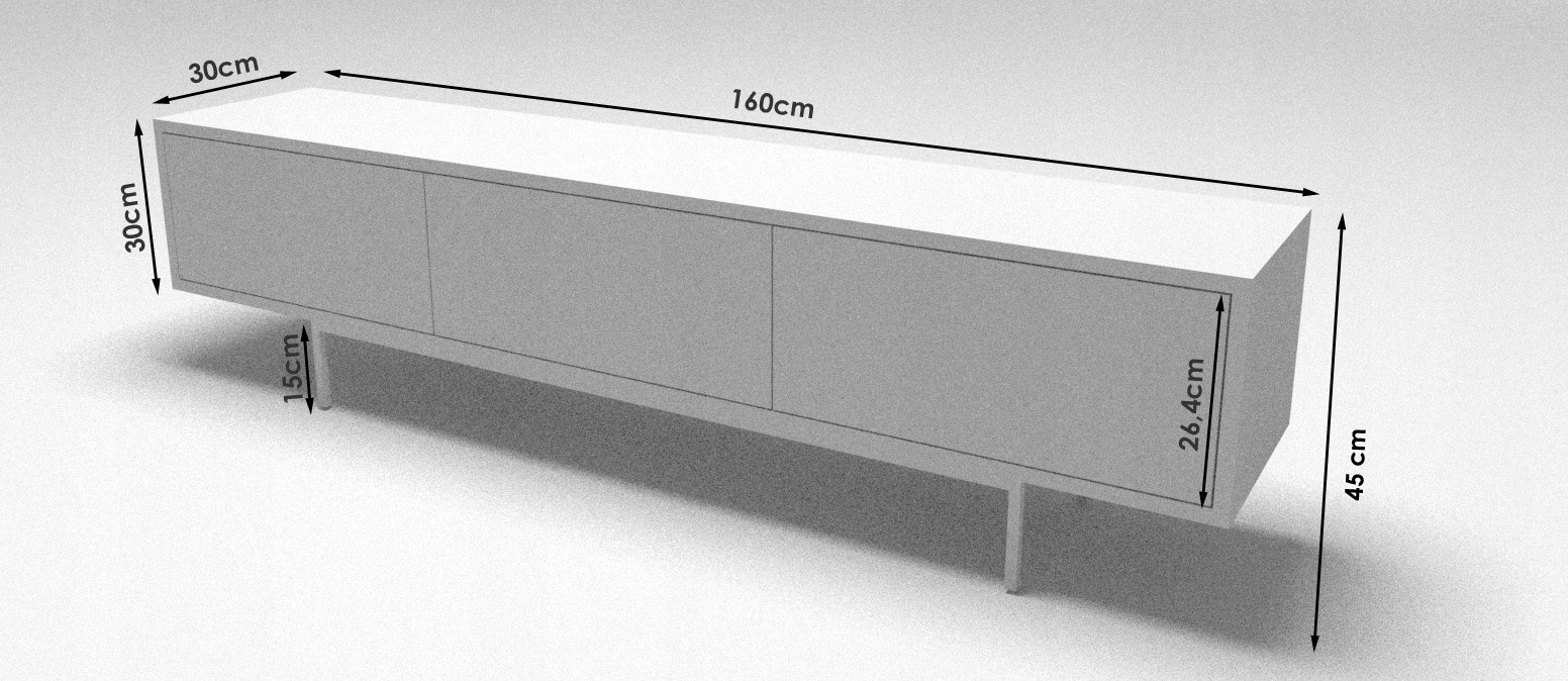 Szafka RTV LOFT Styl Nowoczesny SONOMA 160 cm Szerokość mebla 160 cm