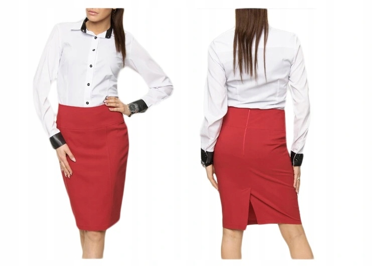 ELEGANCKA GŁADKA SPÓDNICA OŁÓWKOWA CZERWONA r.40
