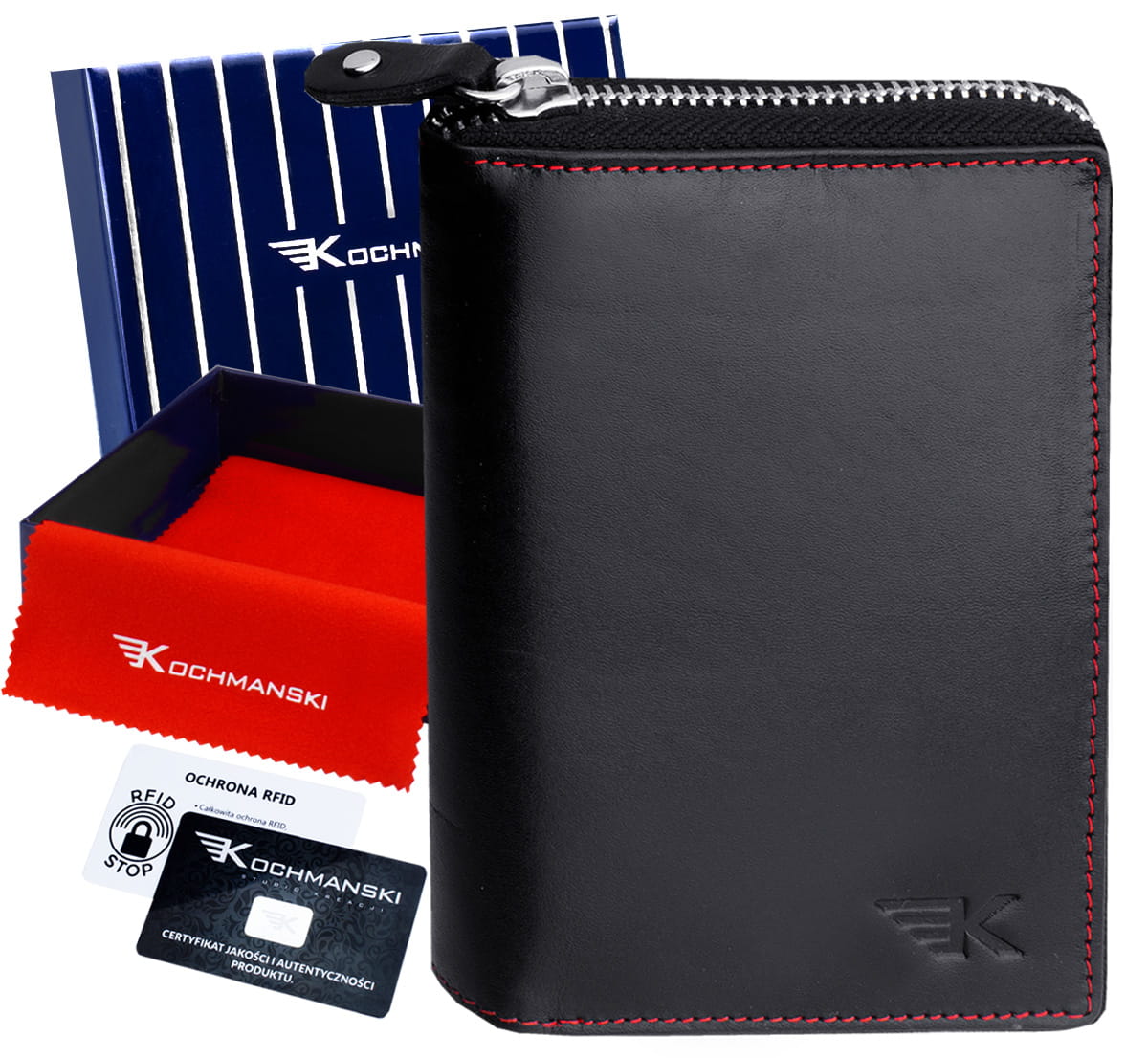

Męski portfel Premium na zamek skórzany Kochmanski