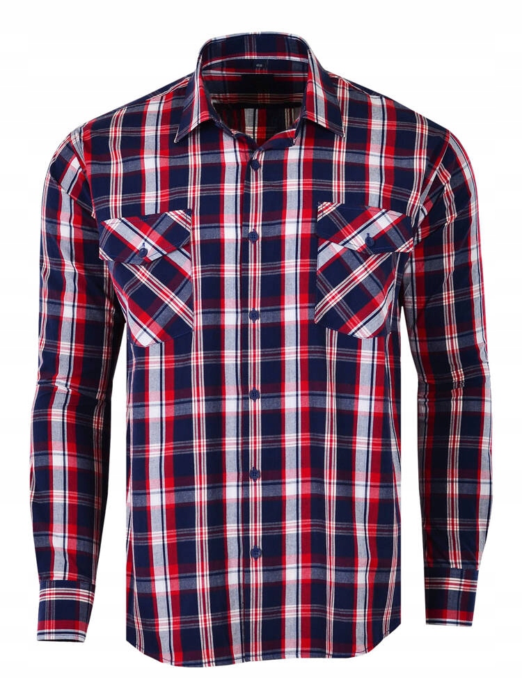 49/50 Košile Kostkovaná Červená Dlouhá Velká