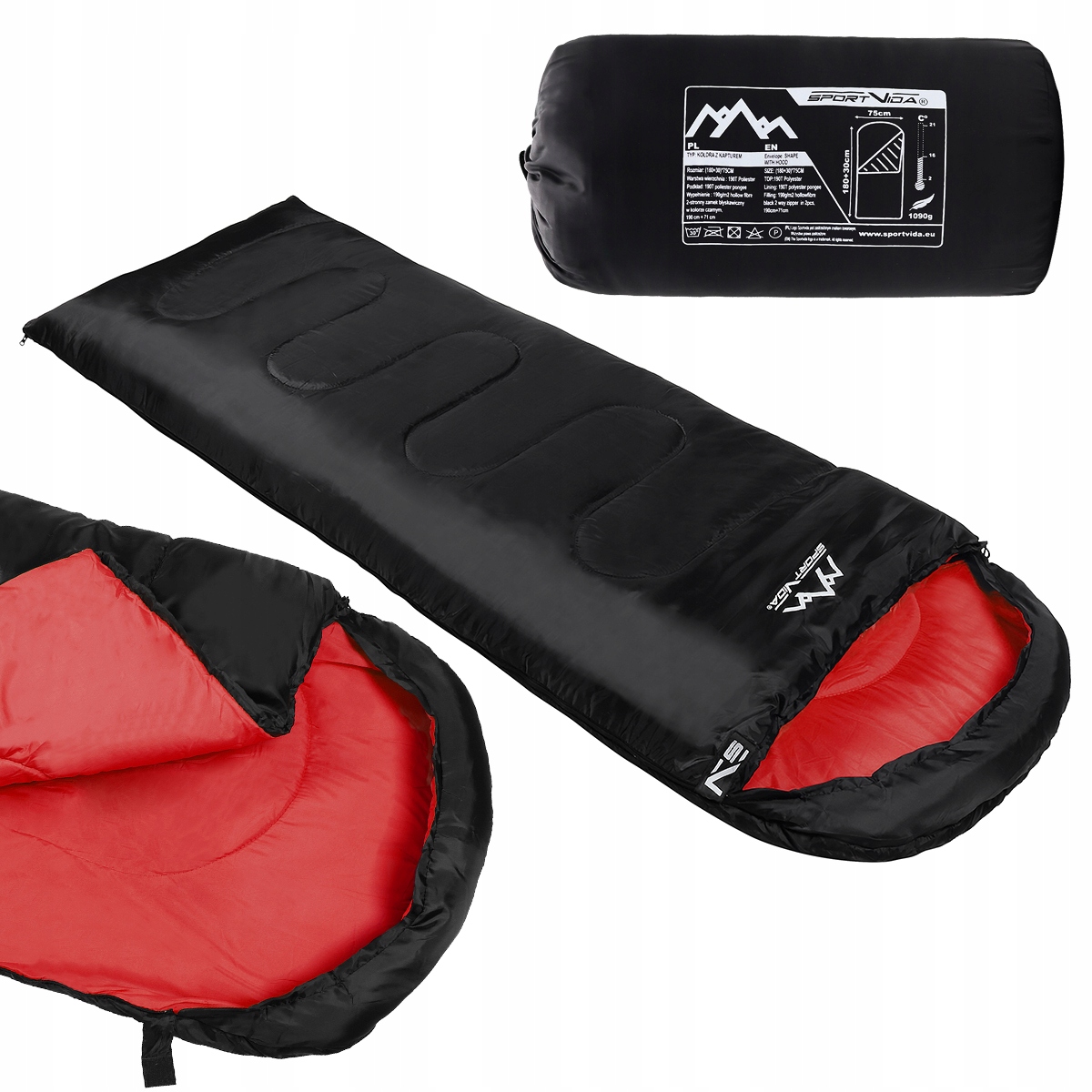 ŚPIWÓR KOŁDRA LEKKI Z KAPTUREM CIEPŁY SPORTVIDA