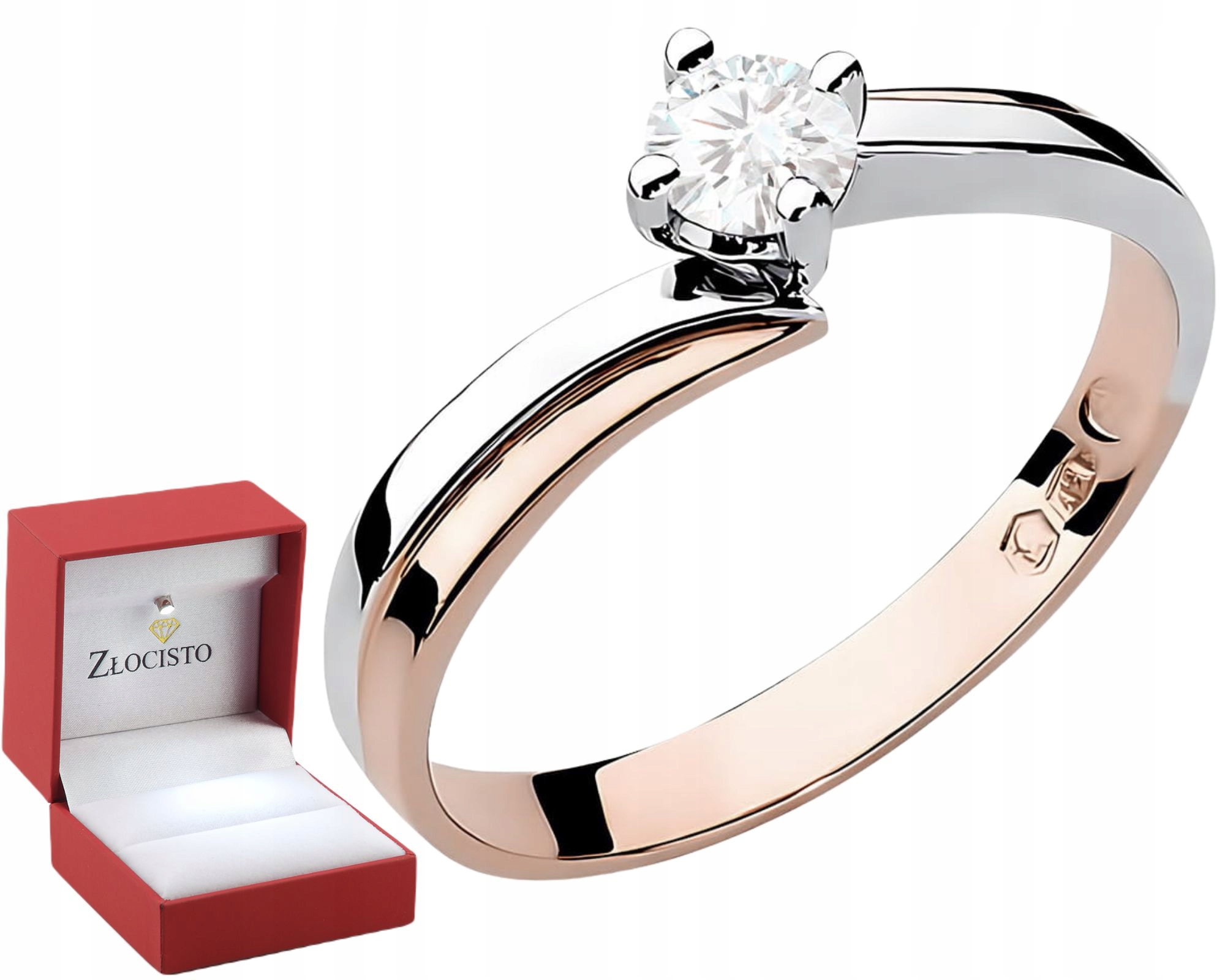 Růžové Zlato Prstýnek Kombinovaný S Bílým Zlatem A Laboratorním Diamantem