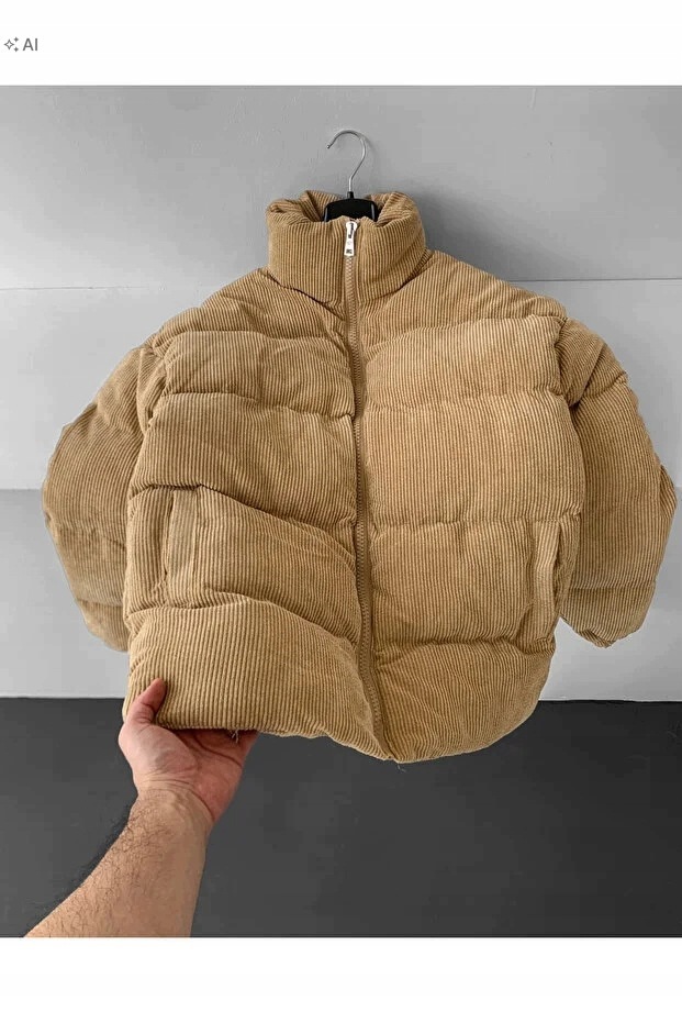 Teplá Prošívaná Dámská Bunda Z Manšestrového Materiálu XL 5IA