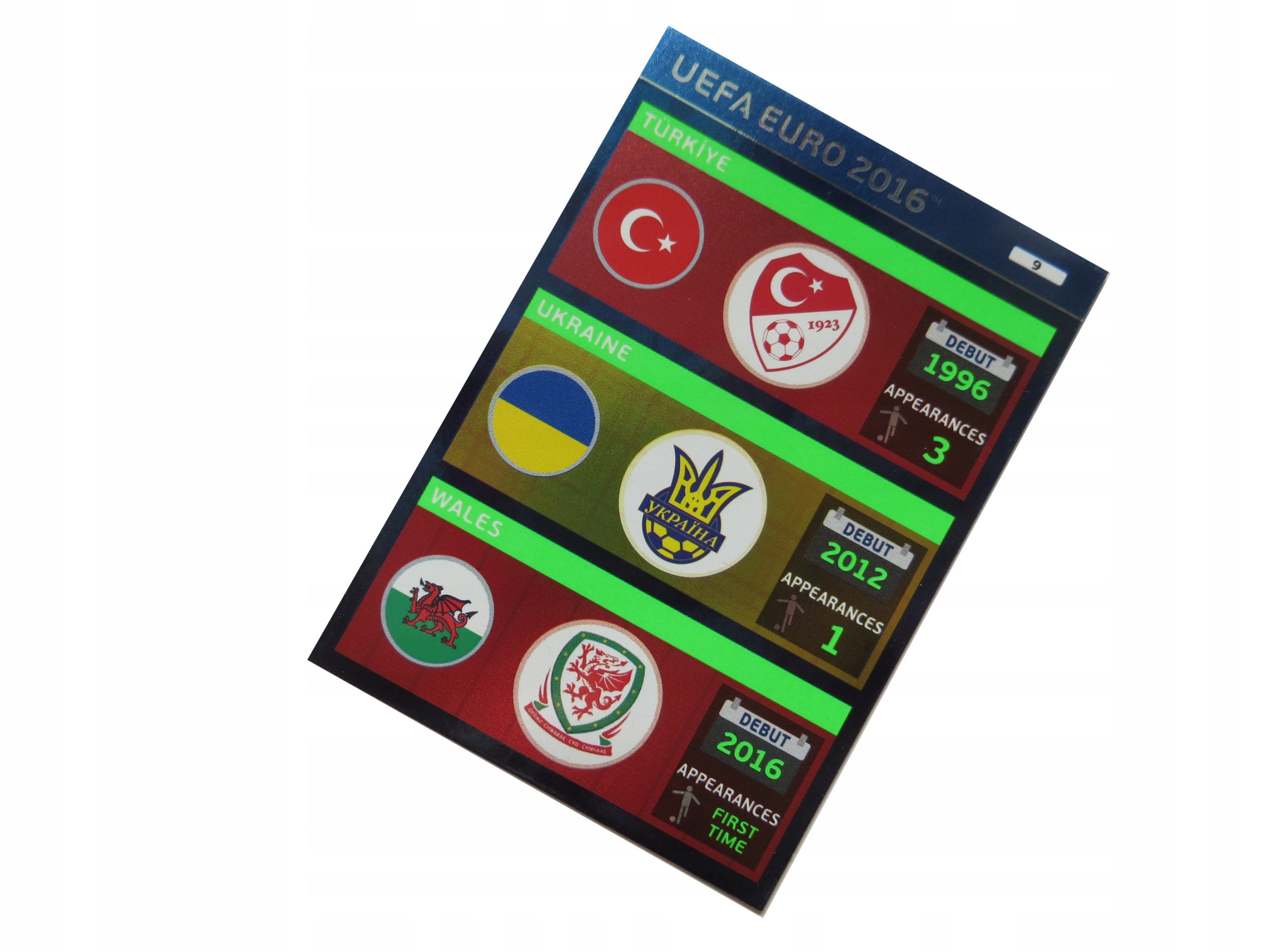 Panini Uefa Euro 2016 Karty Piłkarskie Teams Turcja Ukraina Walia 9